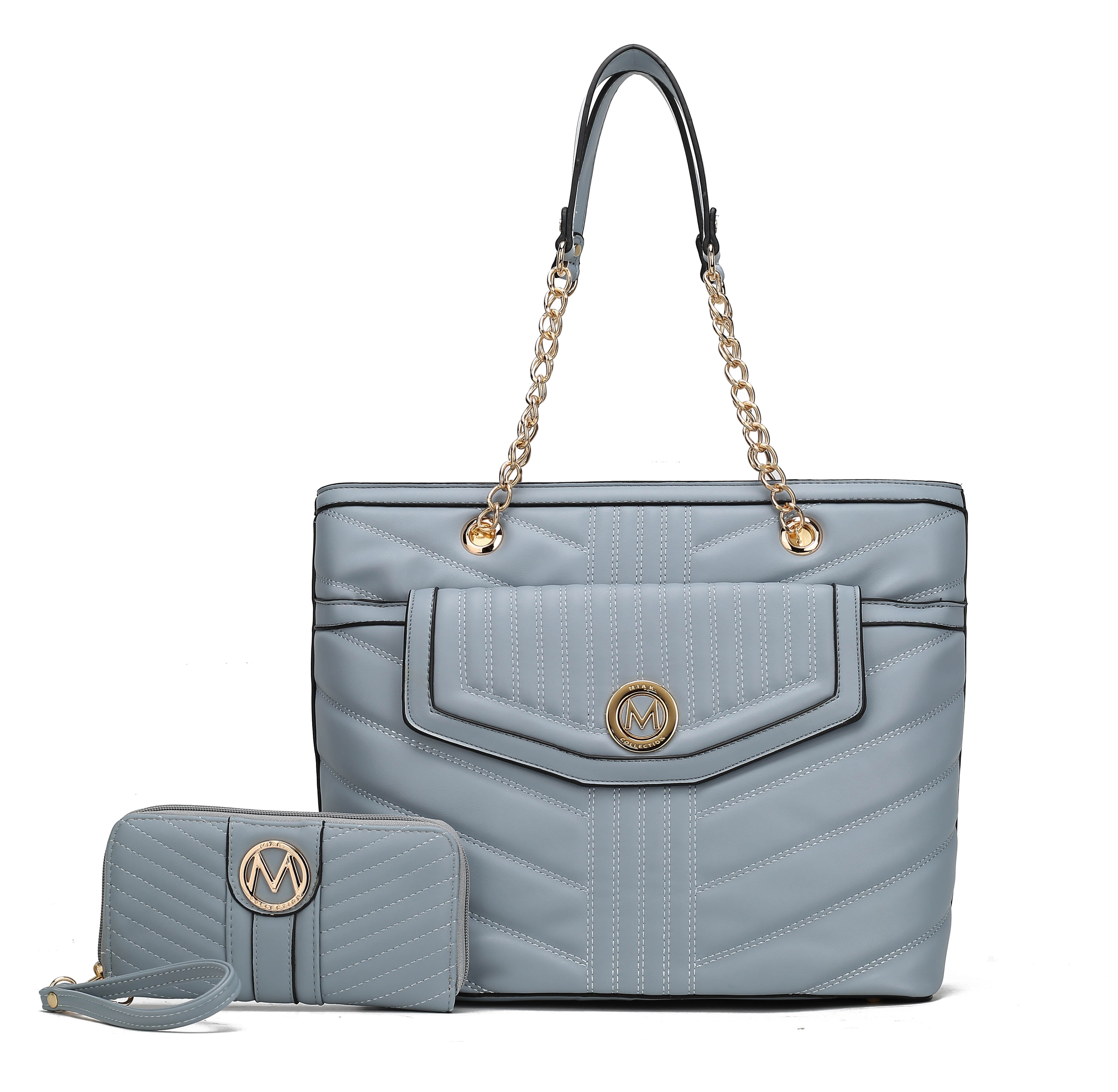  MKF Collection Chiari Tote Bag and Wallet Set - Pewter - Bonton