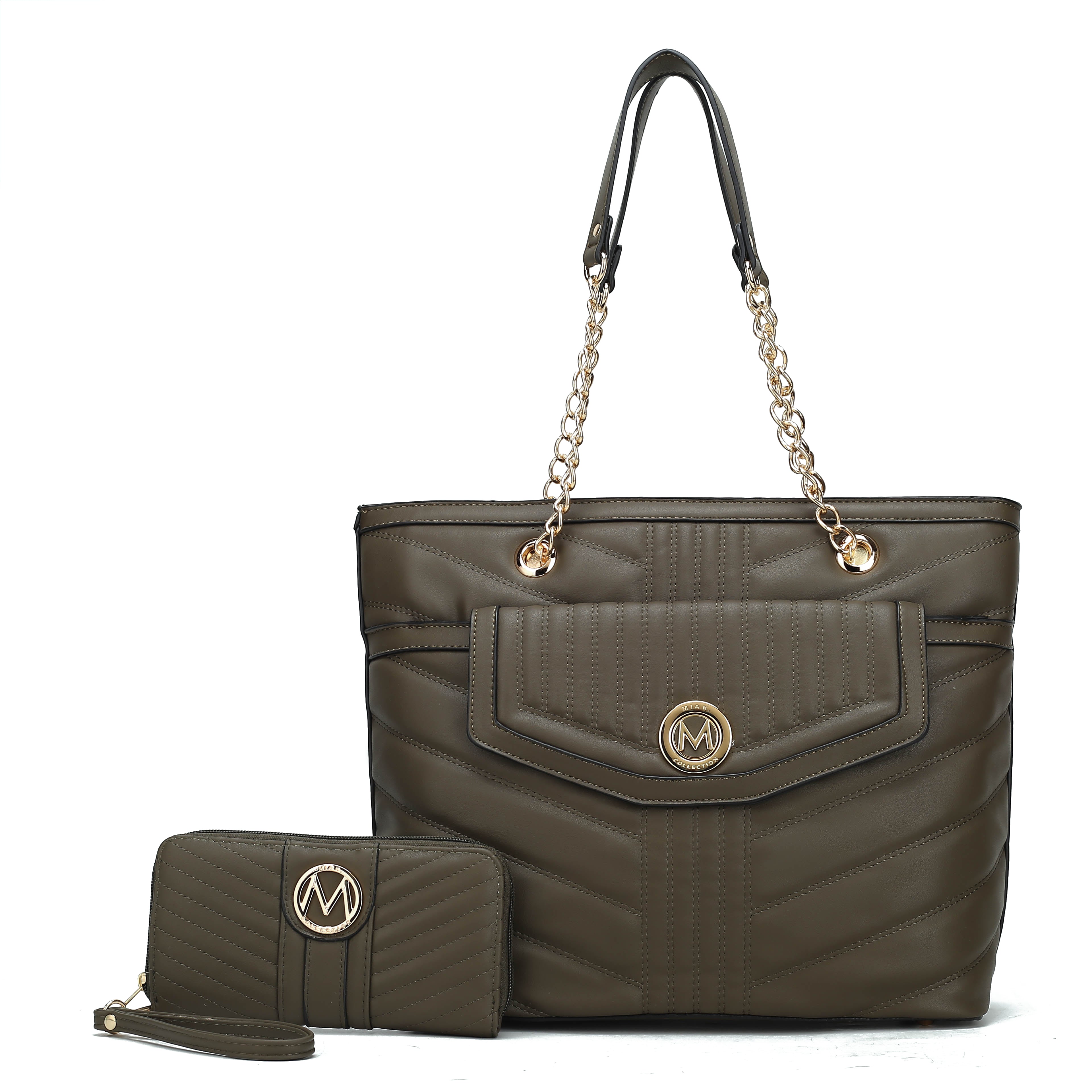  MKF Collection Chiari Tote Bag and Wallet Set - Pewter - Bonton