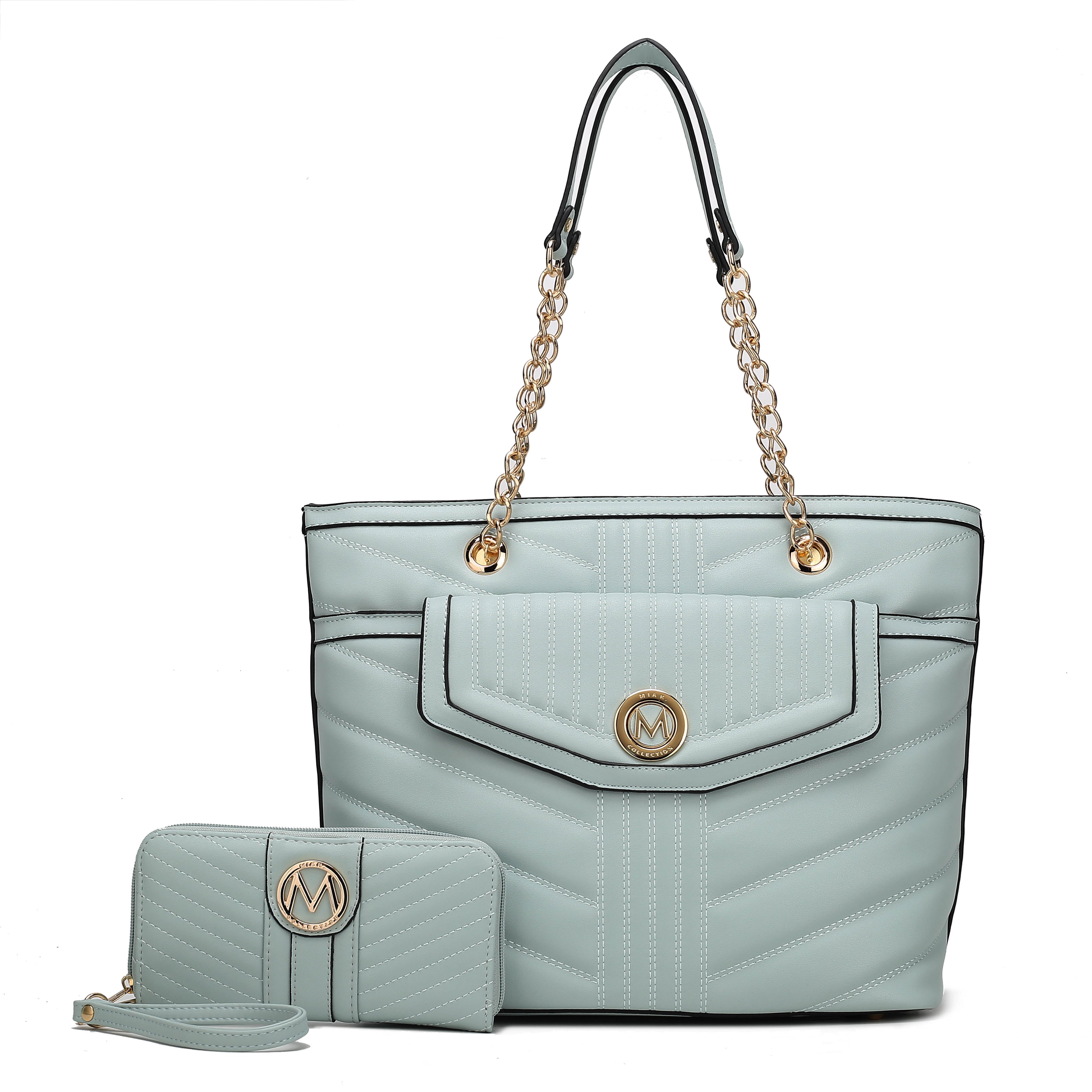  MKF Collection Chiari Tote Bag and Wallet Set - Pewter - Bonton