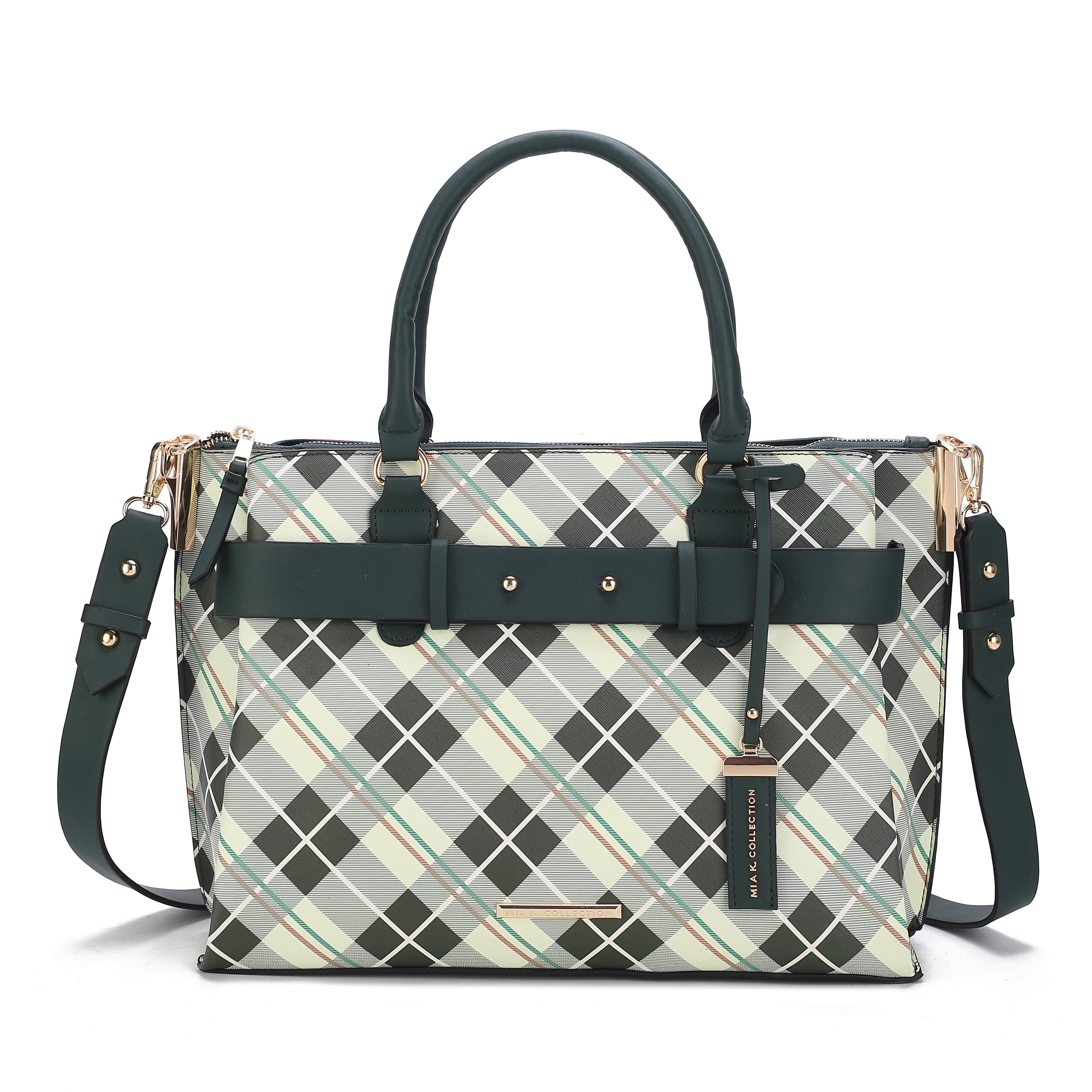  MKF Collection Vivian Plaid Shoulder Bag - Black - Bonton