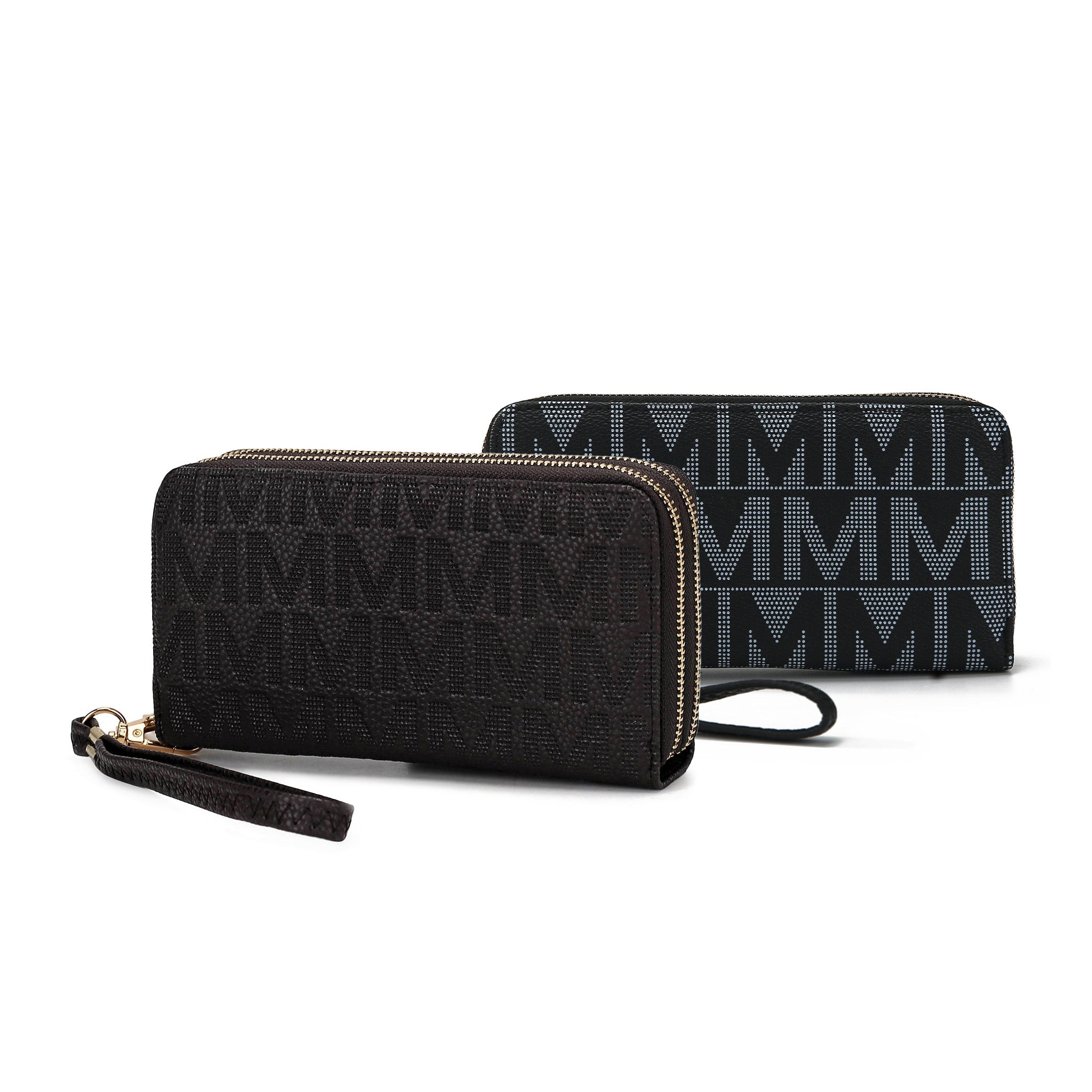  MKF Collection Kathe Embossed M Signature Wallet Wristlet - Beige - Bonton