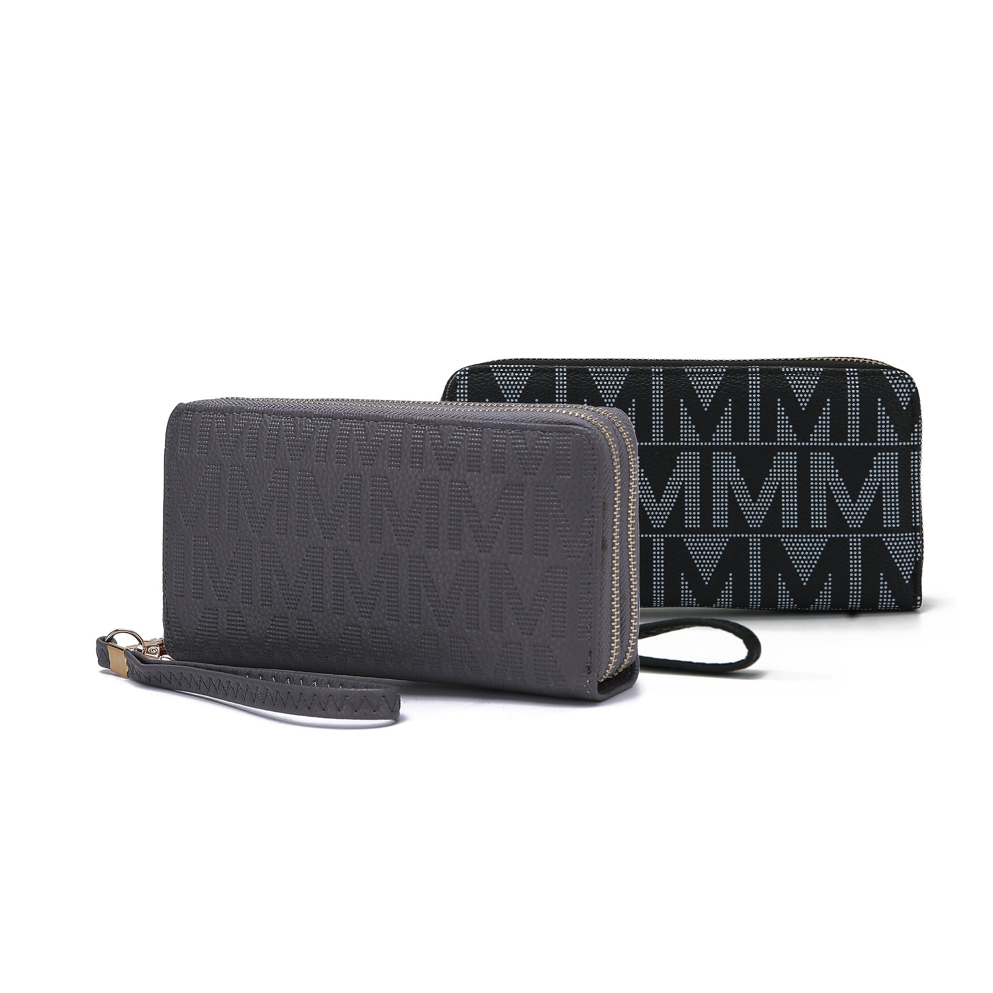 MKF Collection Kathe Embossed M Signature Wallet Wristlet - Beige - Bonton