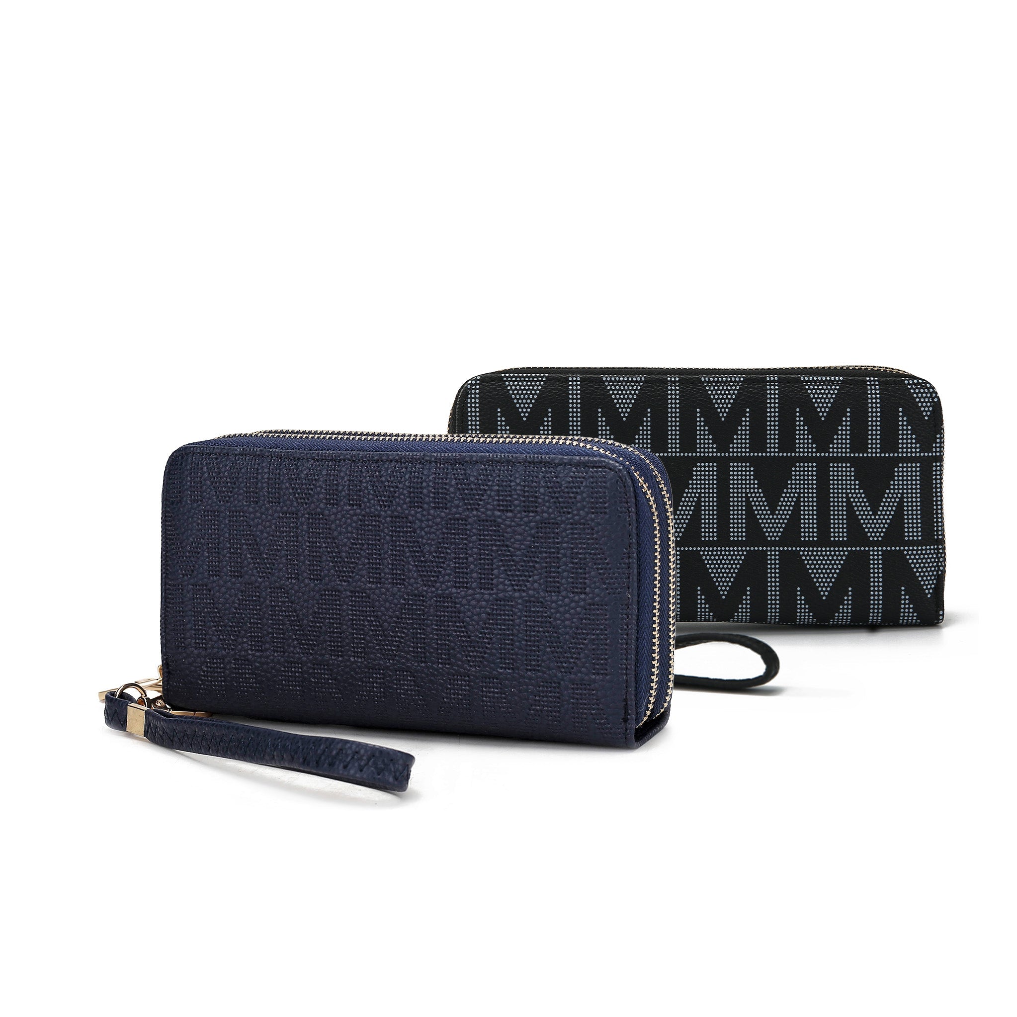  MKF Collection Kathe Embossed M Signature Wallet Wristlet - Beige - Bonton