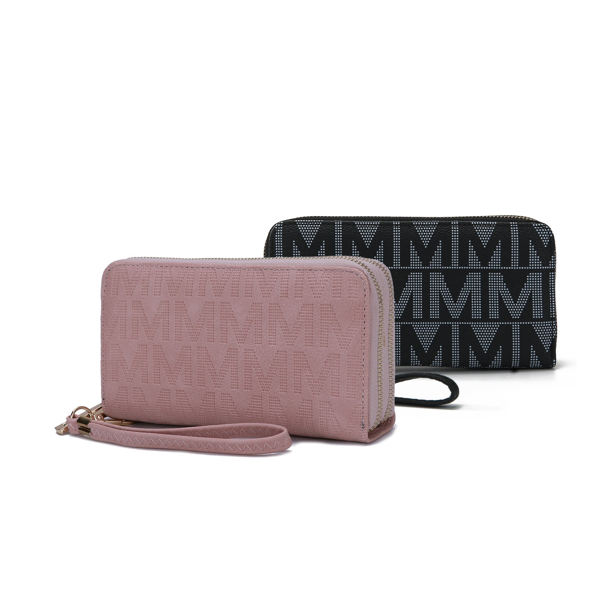  MKF Collection Kathe Embossed M Signature Wallet Wristlet - Beige - Bonton