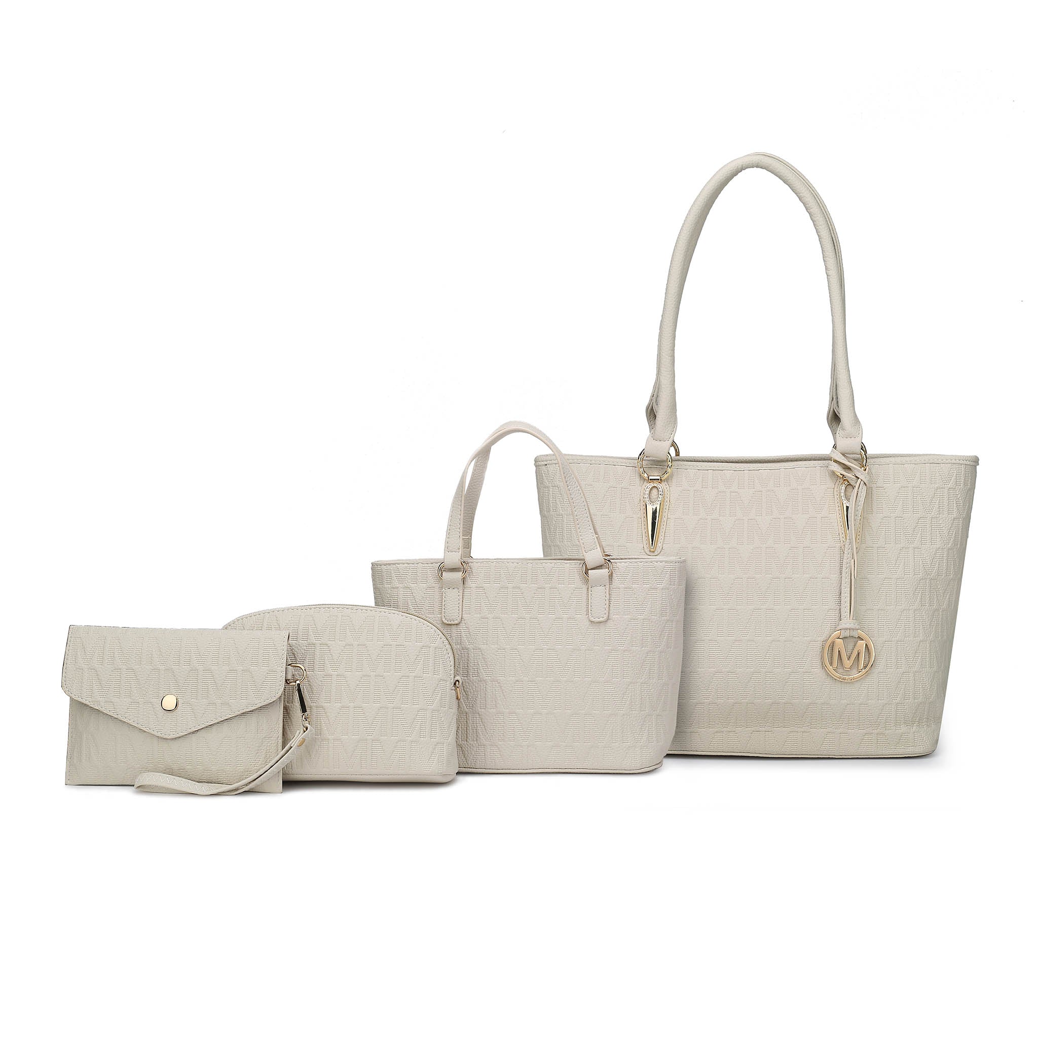  MKF Collection Edelyn Signature Tote Bag and Set - Beige - Bonton