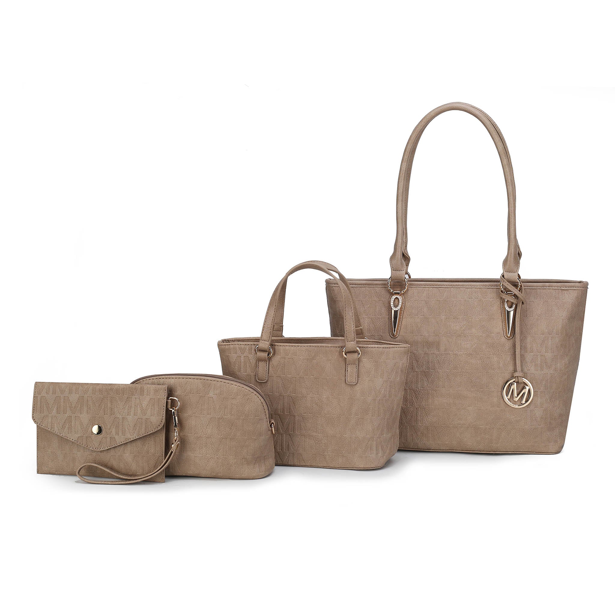  MKF Collection Edelyn Signature Tote Bag and Set - Beige - Bonton