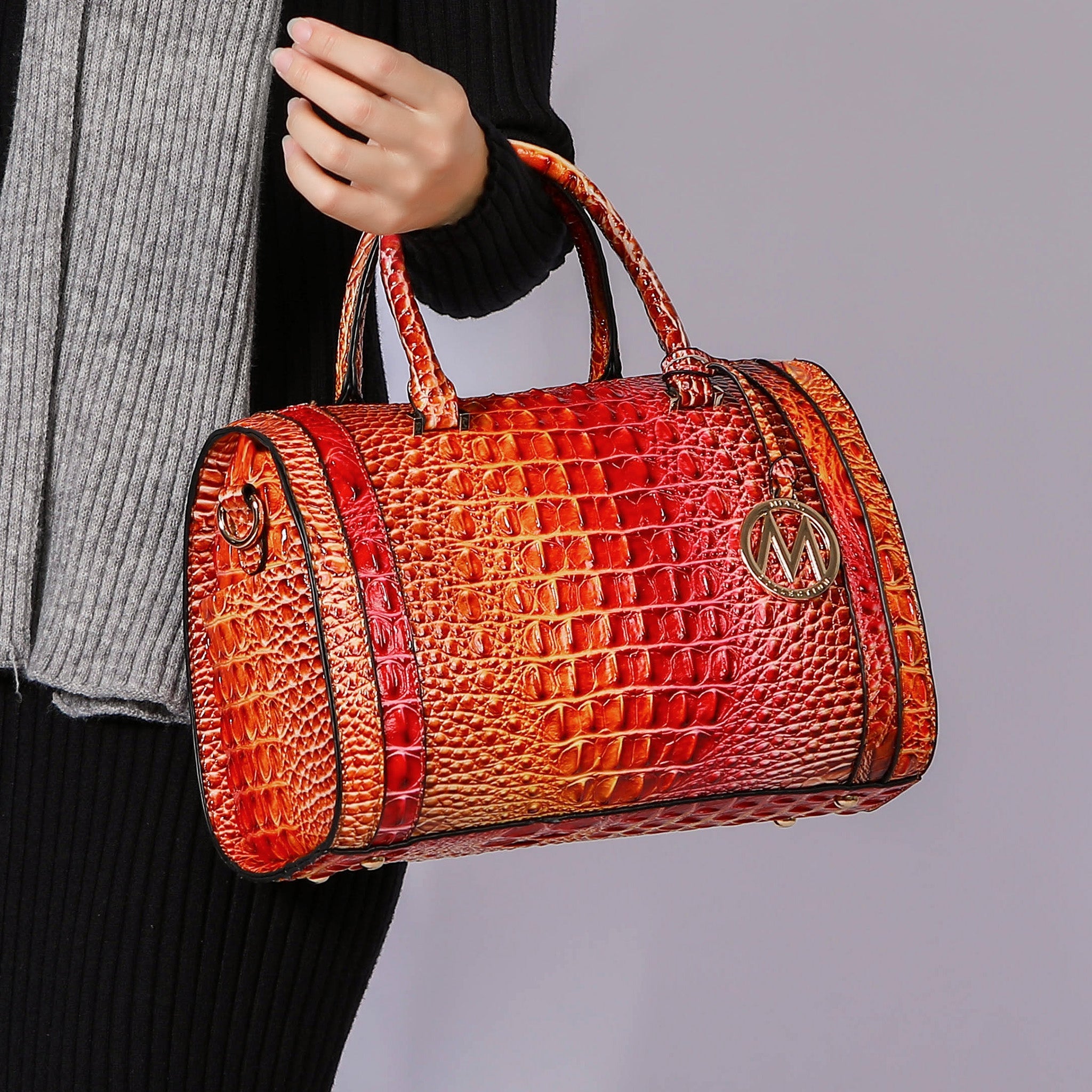  MKF Collection Eleanor Gradient Croc Shoulder Bag - Croc Coral - Bonton