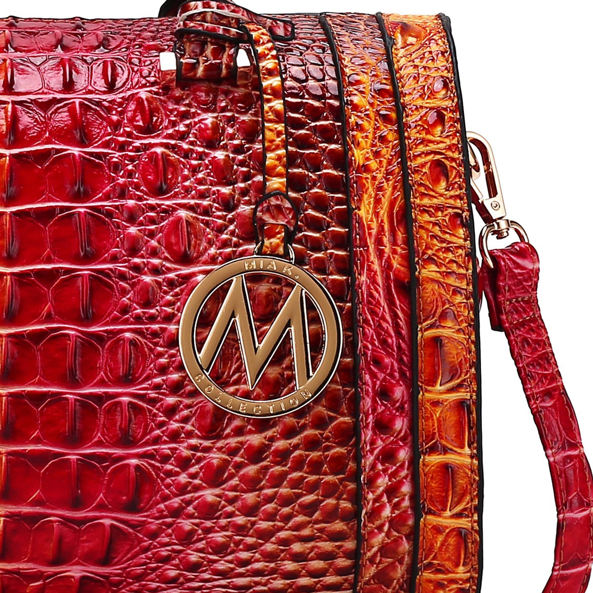  MKF Collection Eleanor Gradient Croc Shoulder Bag - Croc Coral - Bonton