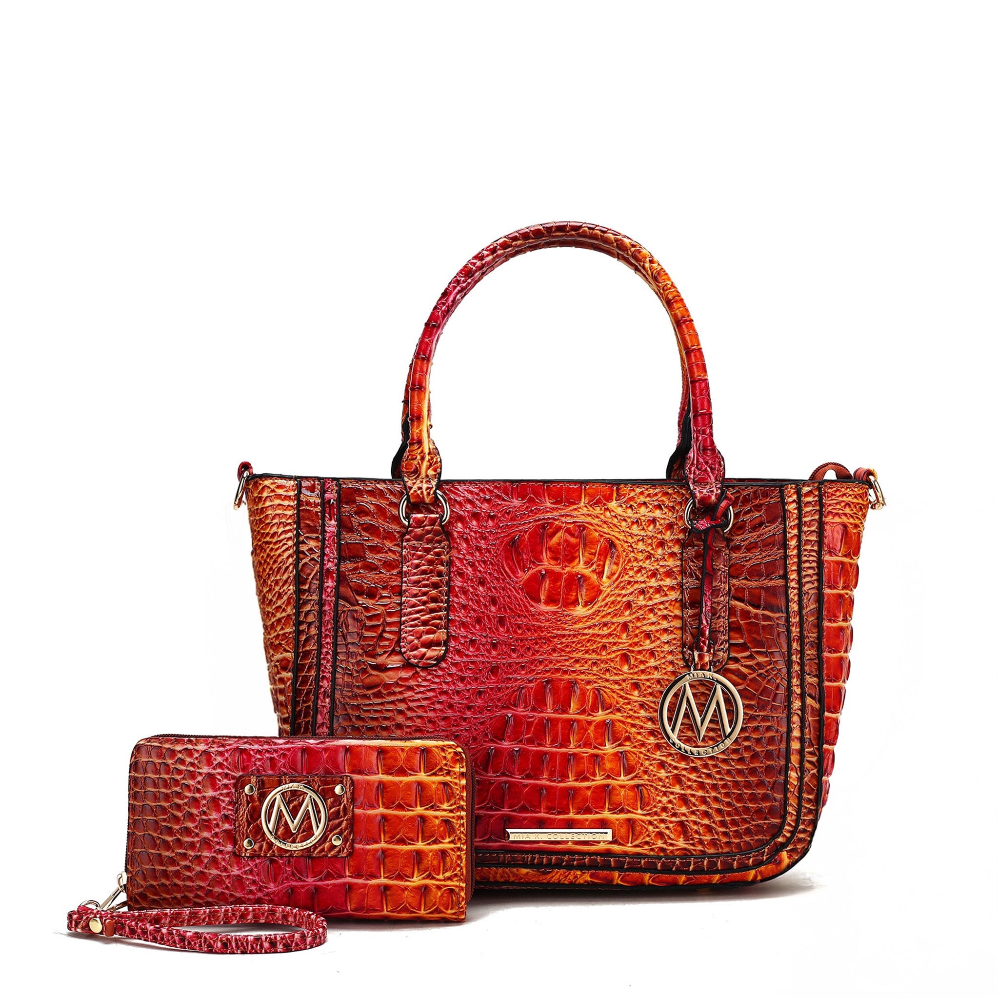  MKF Collection Bonnie Gradient Croc Shoulder Bag and Set - Croc Brown - Bonton