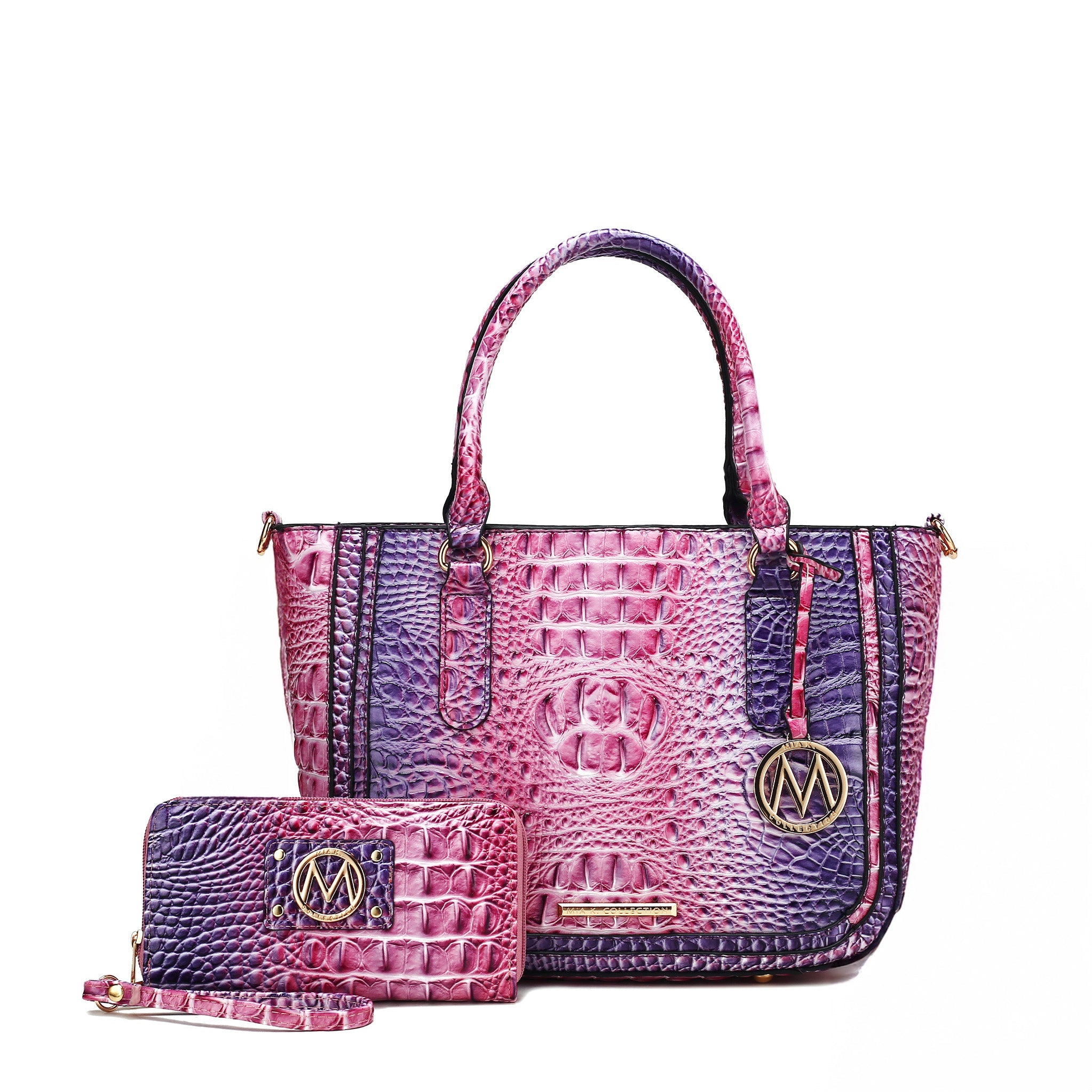  MKF Collection Bonnie Gradient Croc Shoulder Bag and Set - Croc Brown - Bonton