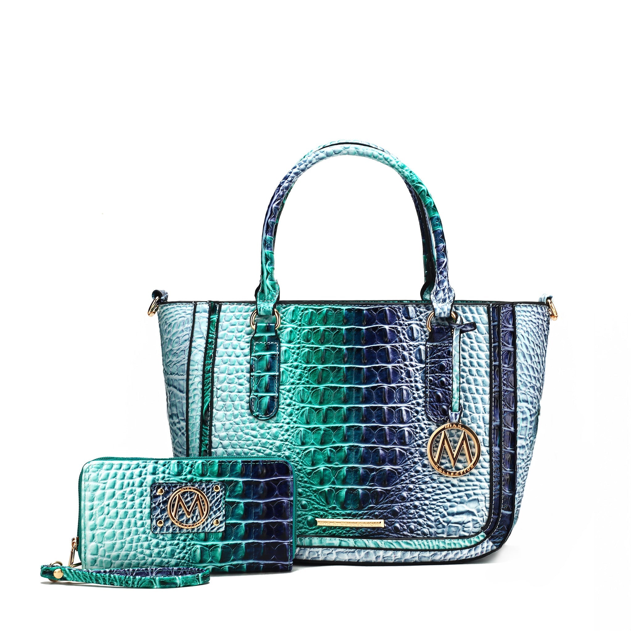  MKF Collection Bonnie Gradient Croc Shoulder Bag and Set - Croc Brown - Bonton