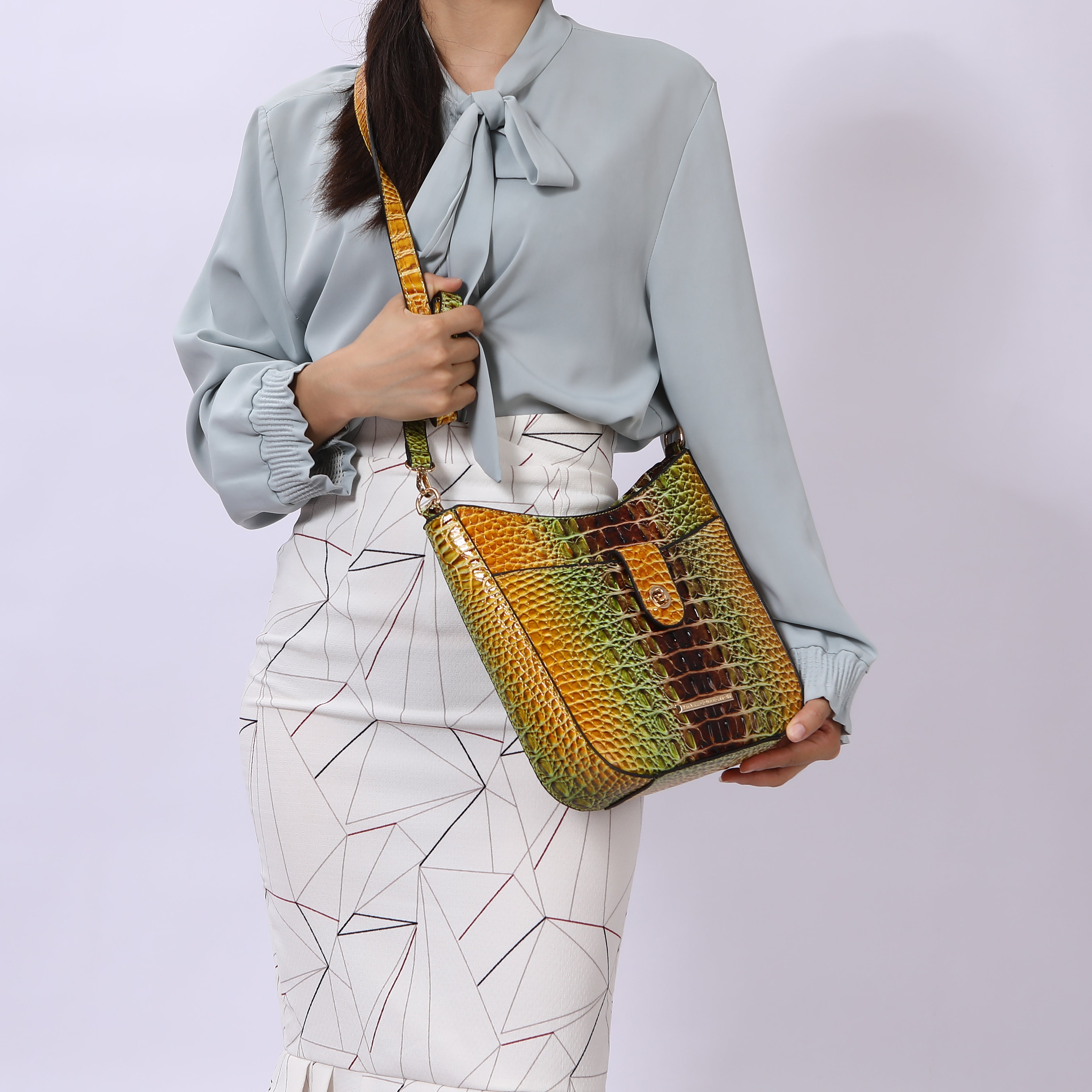  MKF Collection Giovana Gradient Croc Crossbody Bag - Croc Brown - Bonton