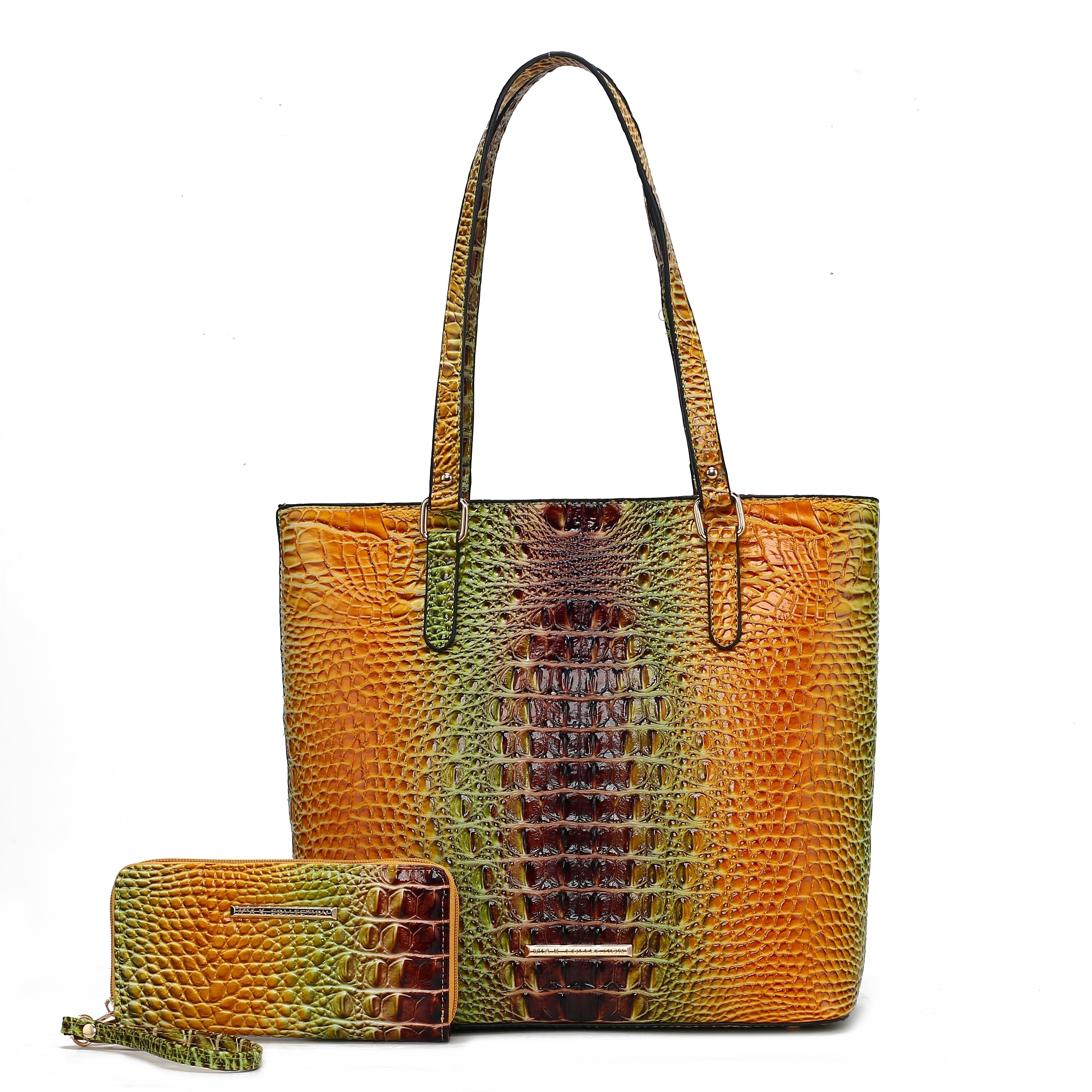  MKF Collection Piper Gradient Croc Tote Bag - Croc Brown - Bonton