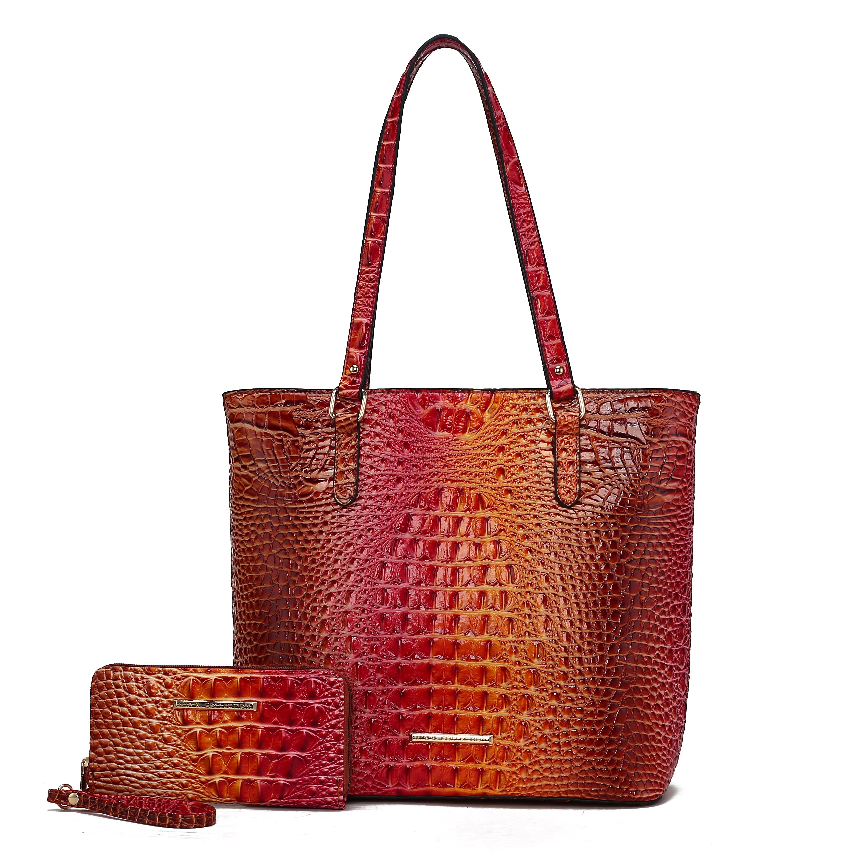  MKF Collection Piper Gradient Croc Tote Bag - Croc Brown - Bonton