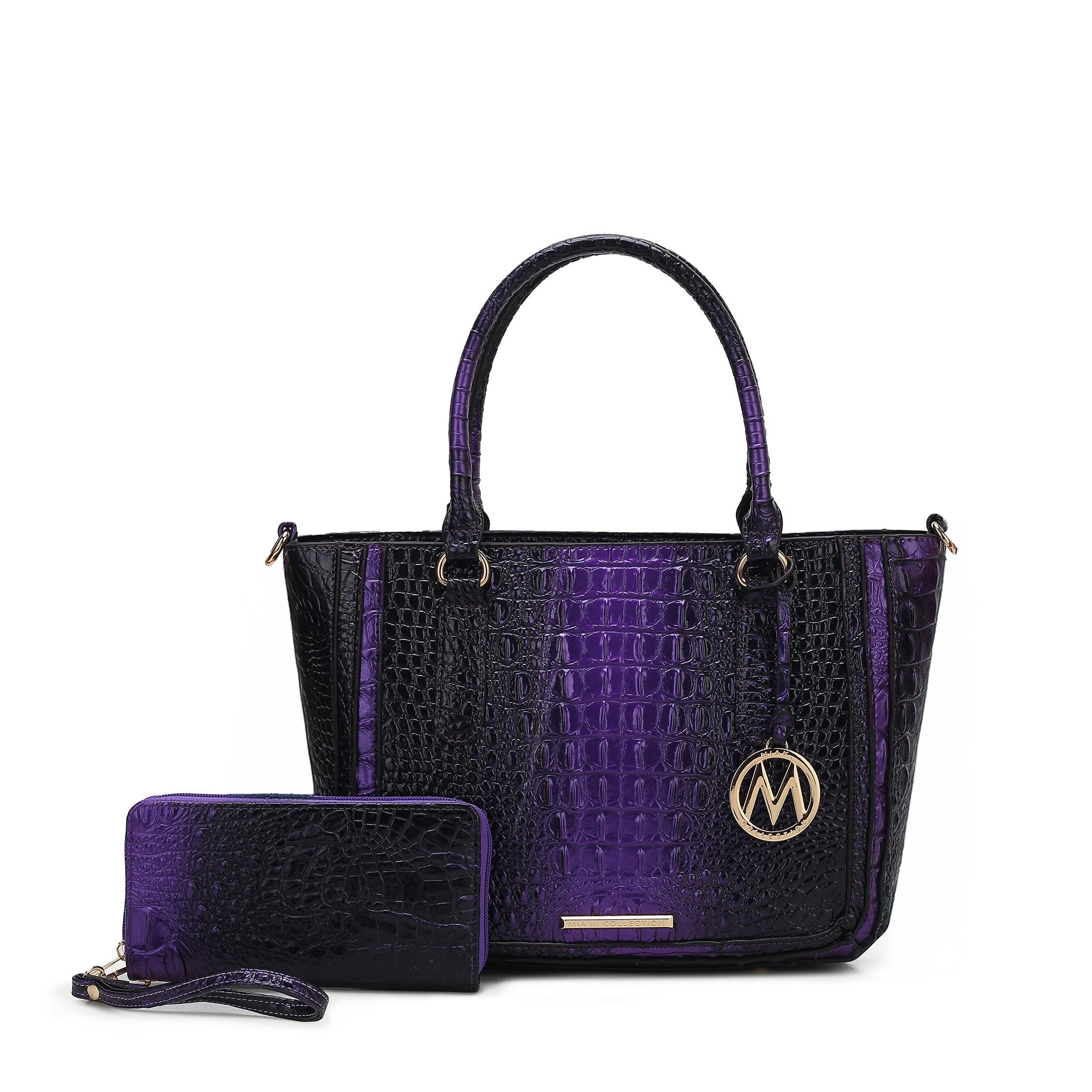  MKF Collection Aphelia Croc-Embossed Handbag - Blue - Bonton