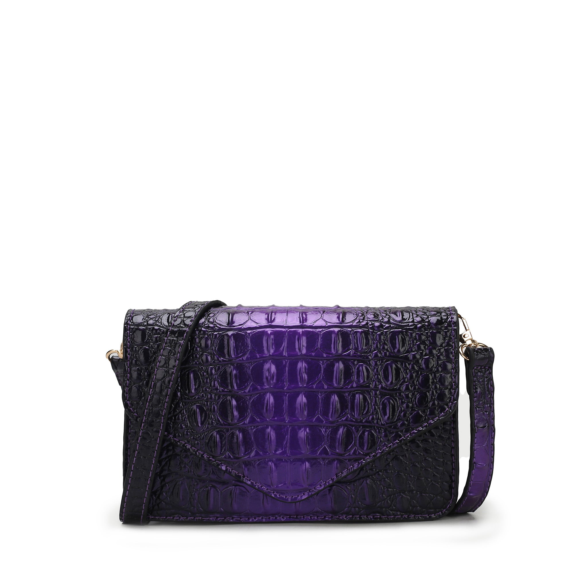  MKF Collection Vanta Croc-Embossed Saddle Bag - Purple - Bonton