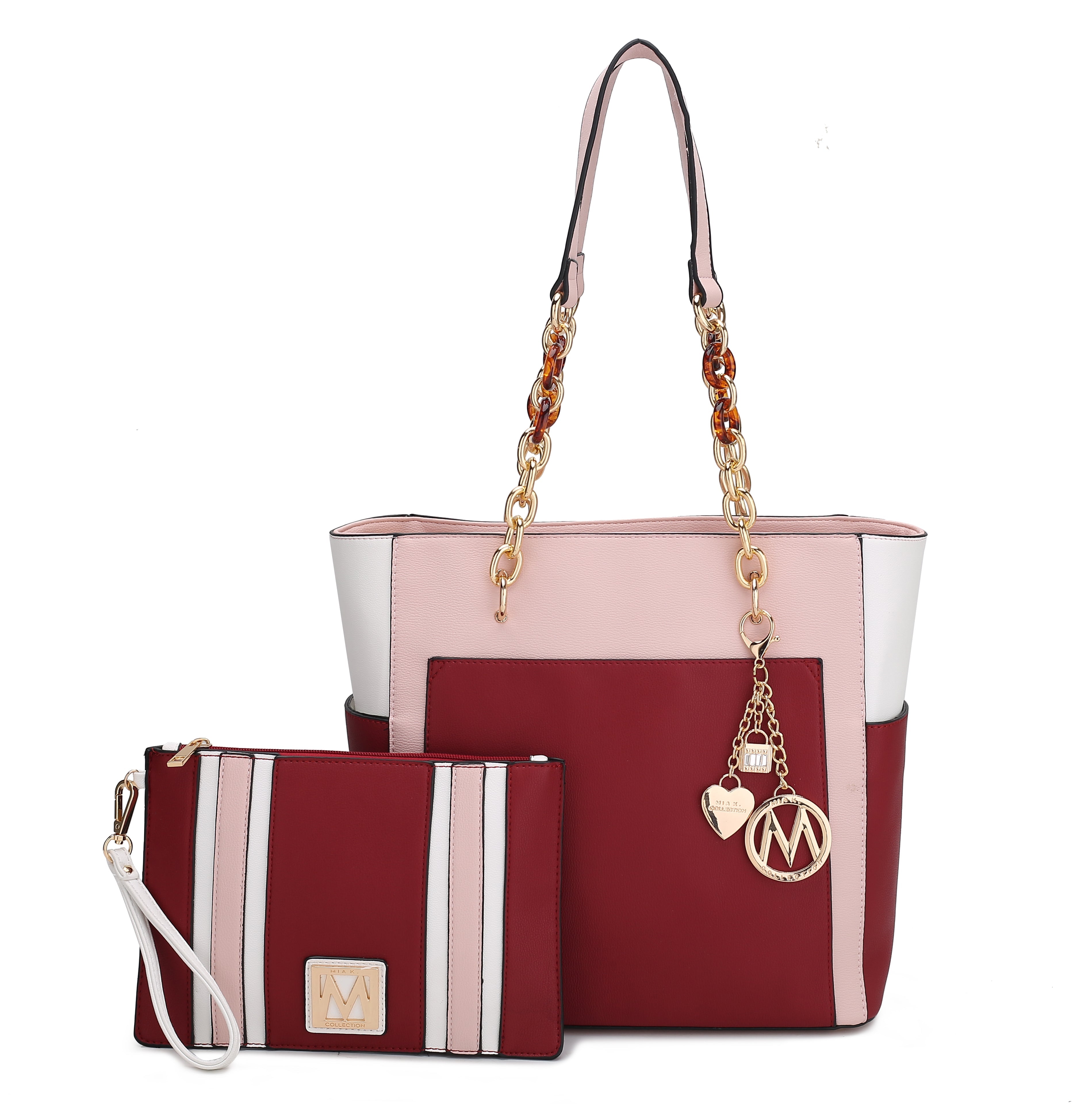  MKF Collection Rochelle Tote and Wristlet Set - Maroon - Bonton