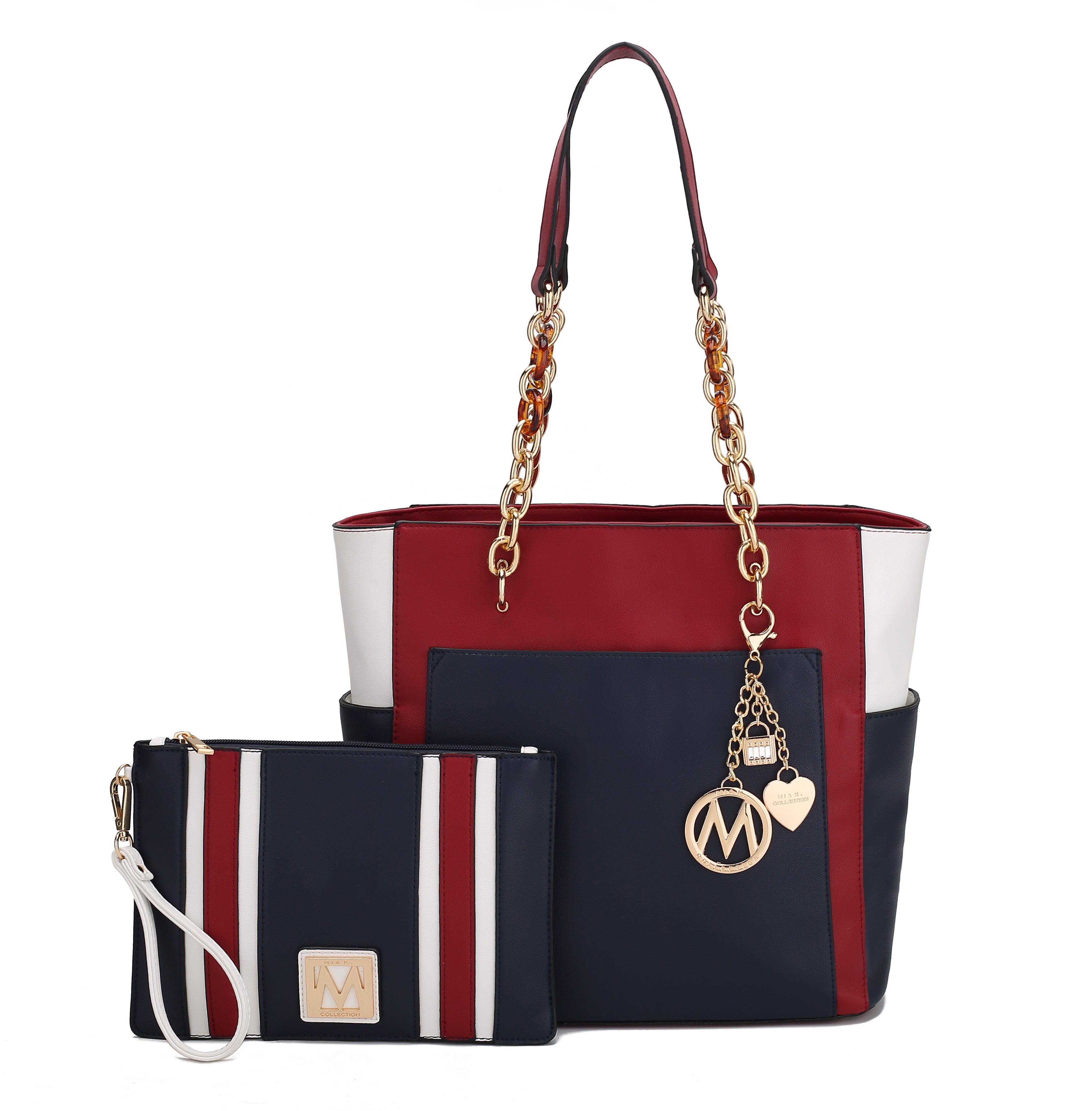  MKF Collection Rochelle Tote and Wristlet Set - Maroon - Bonton