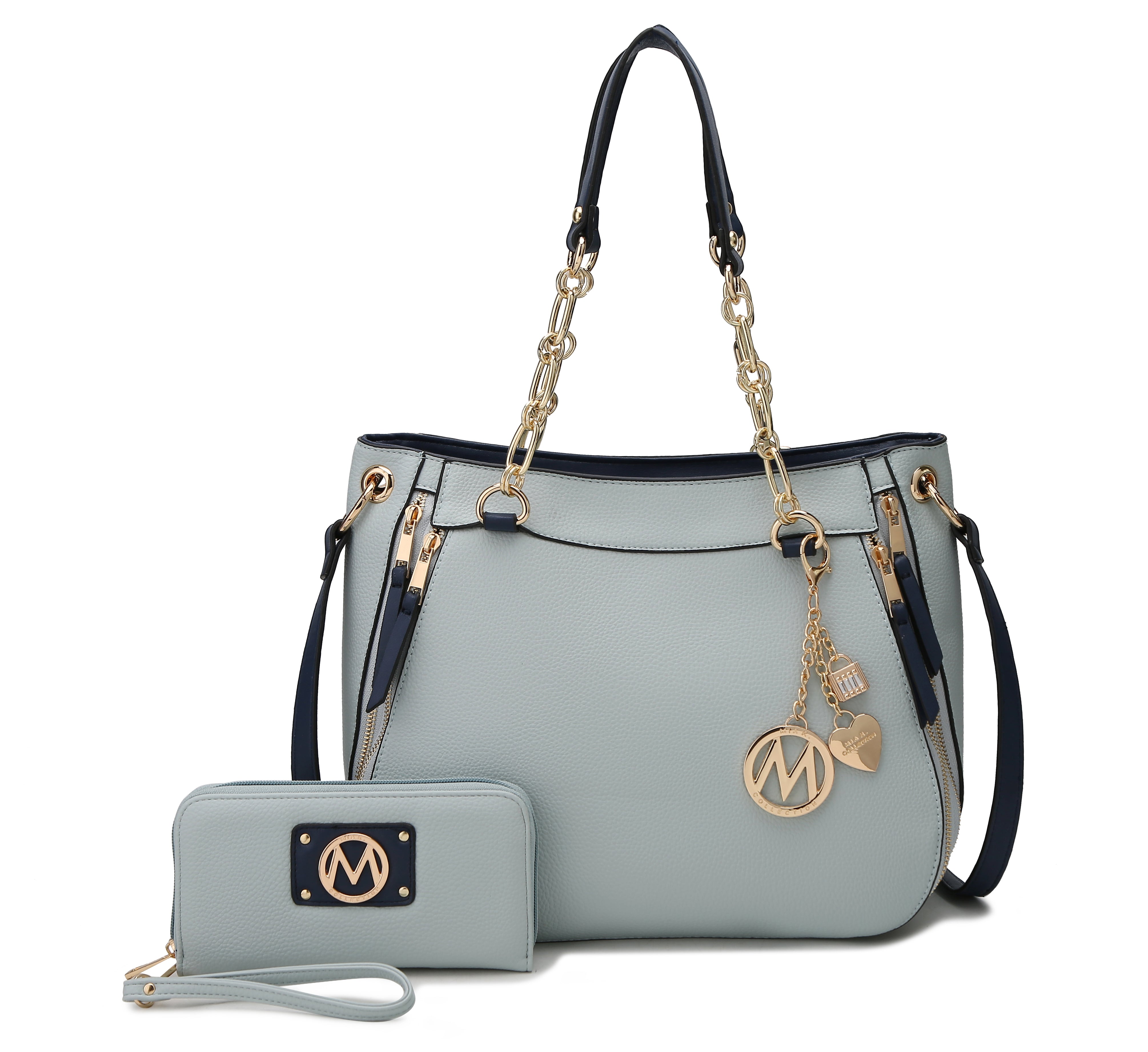  MKF Collection Lina Shoulder Bag and Wallet Set - Light Blue - Bonton