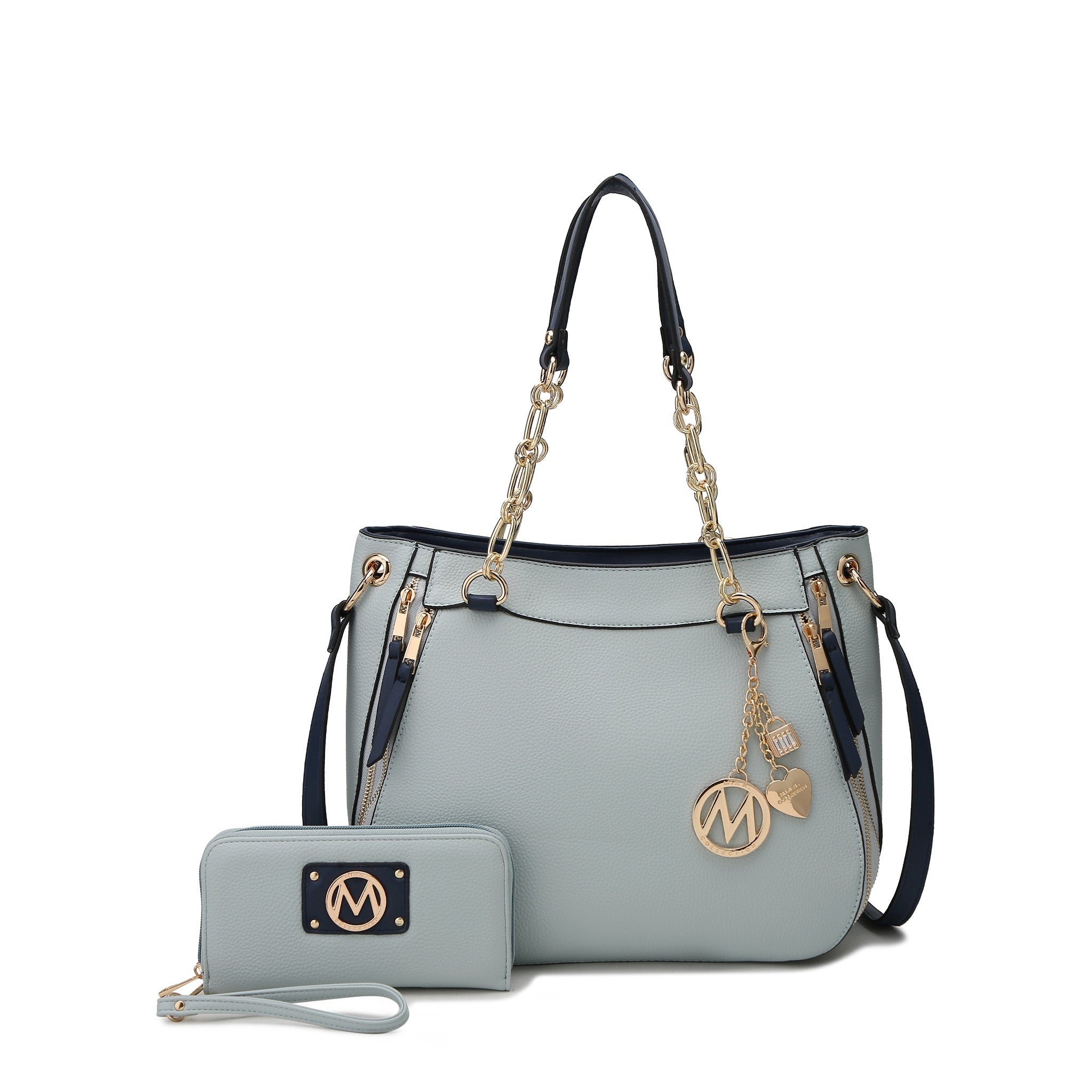  MKF Collection Lina Shoulder Bag and Wallet Set - Light Blue - Bonton