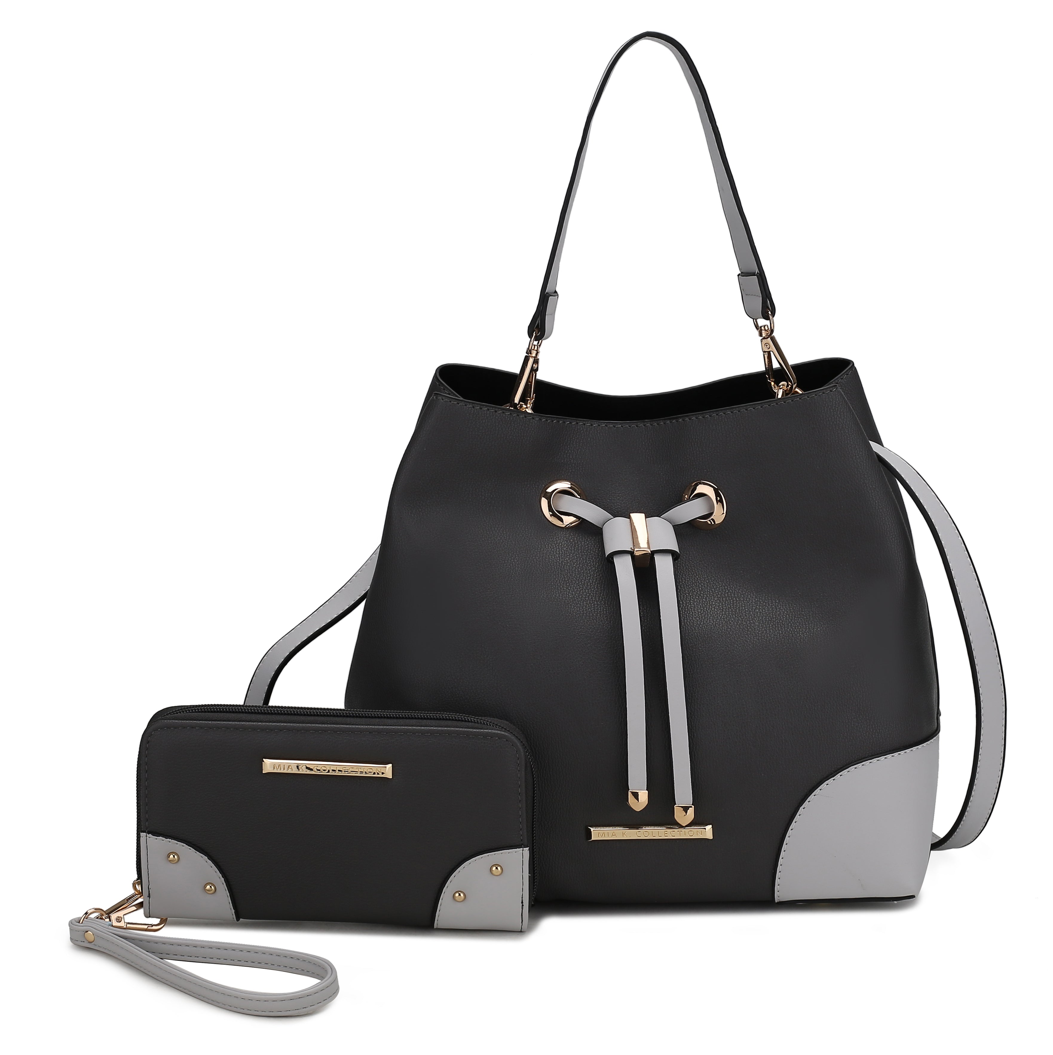  MKF Collection Bella Color-Block Bucket Bag and Wallet Set - Beige - Bonton