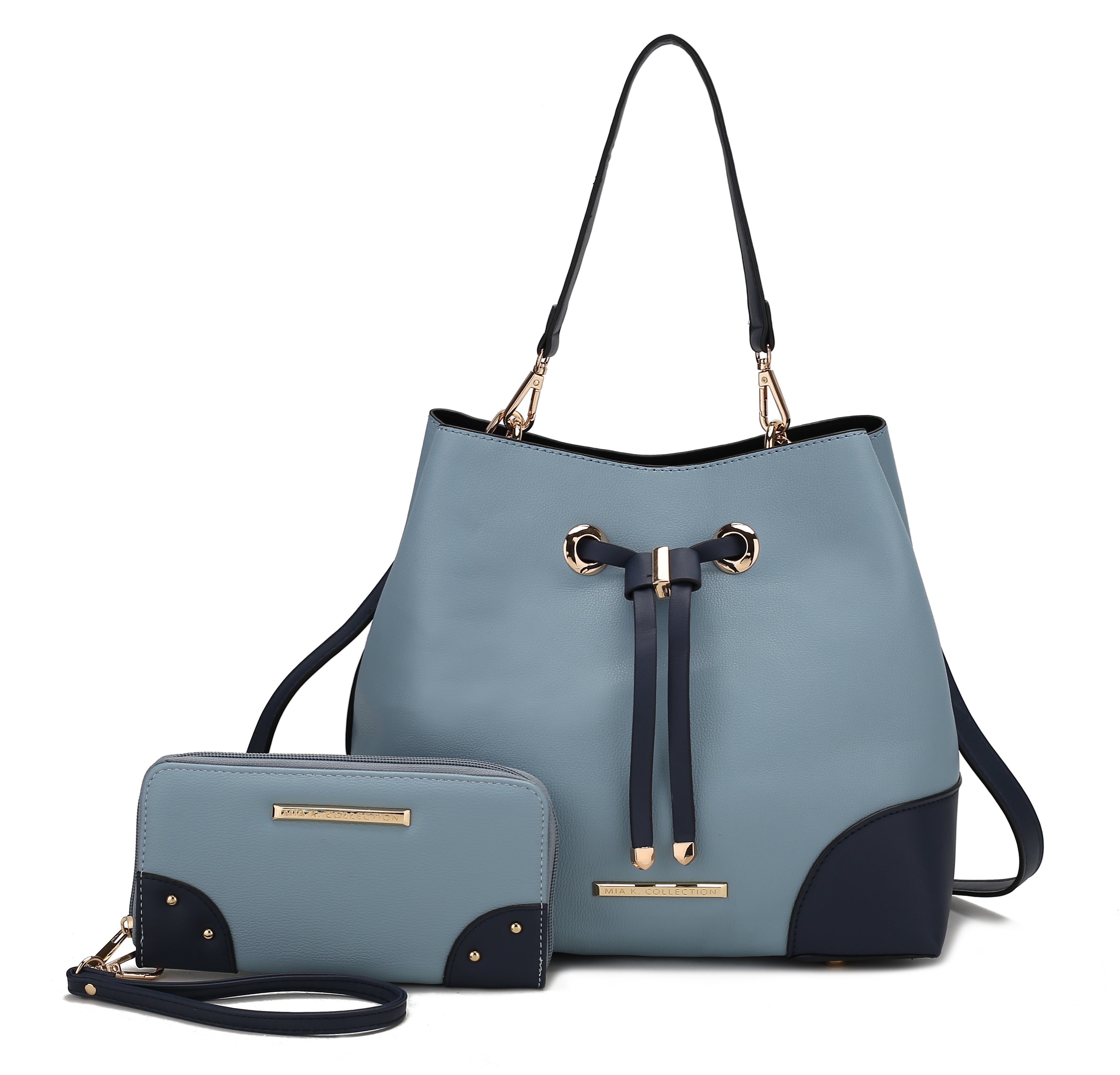  MKF Collection Bella Color-Block Bucket Bag and Wallet Set - Taupe - Bonton