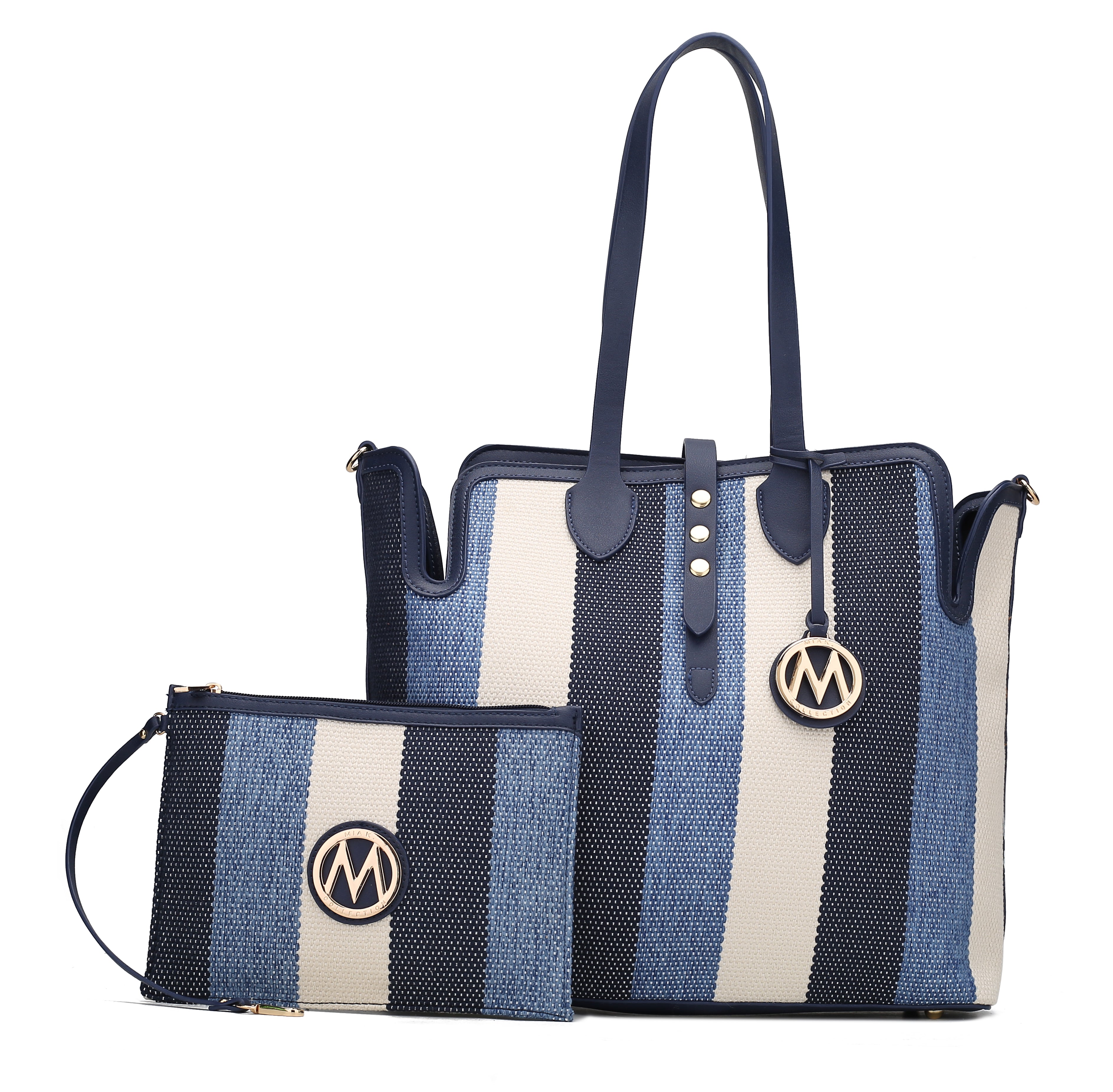  MKF Collection Juliana Tote Bag and Wristlet Set - Navy - Bonton