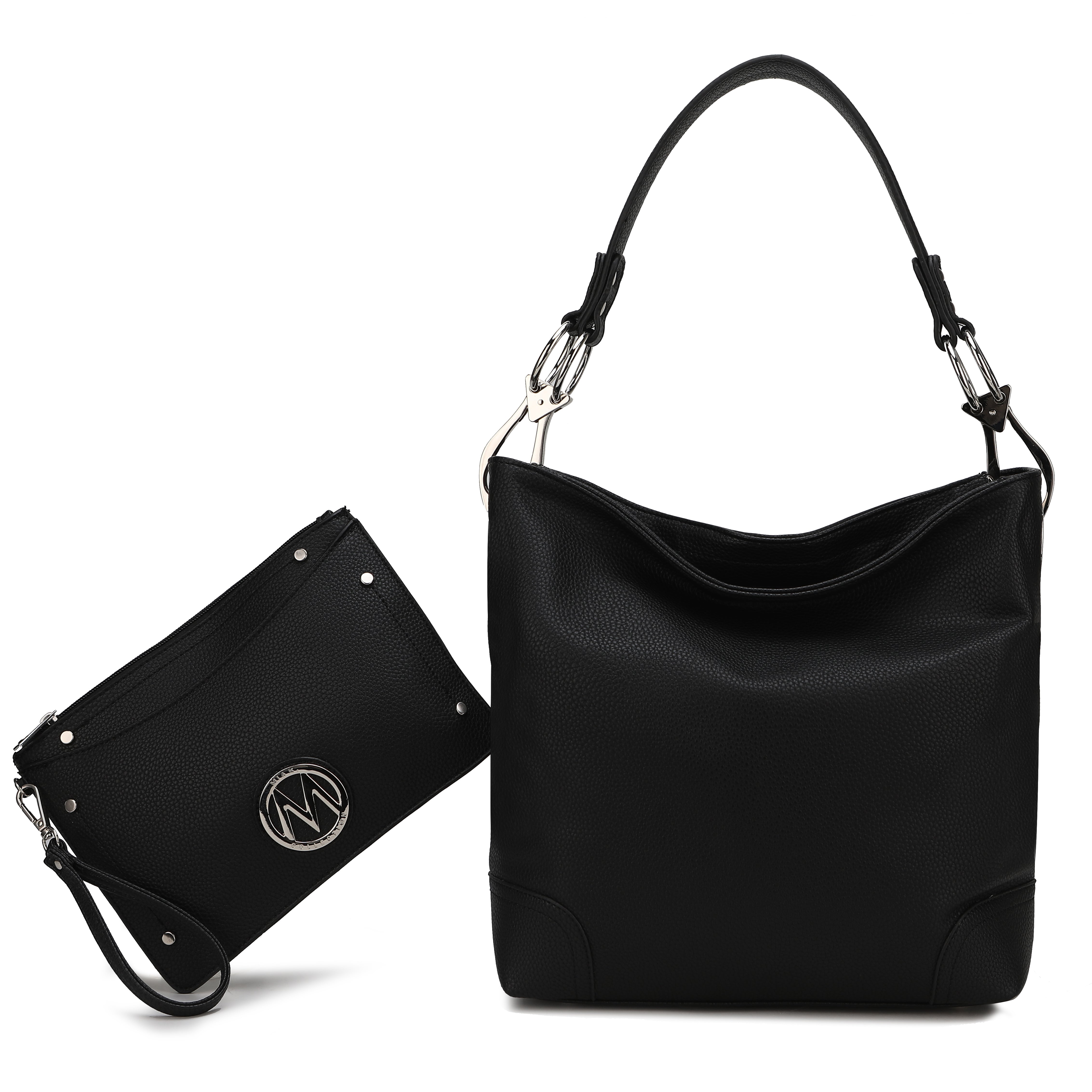  MKF Collection Viviana Hobo Bag and Wristlet Set - Black - Bonton