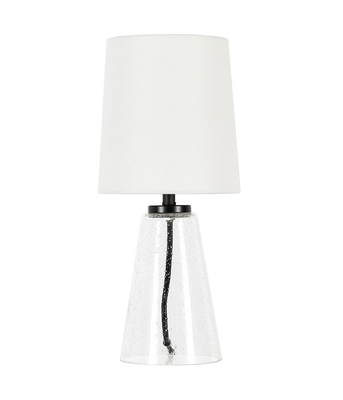 Bennett Mini Lamp with Fabric Shade Seeded Glass & White