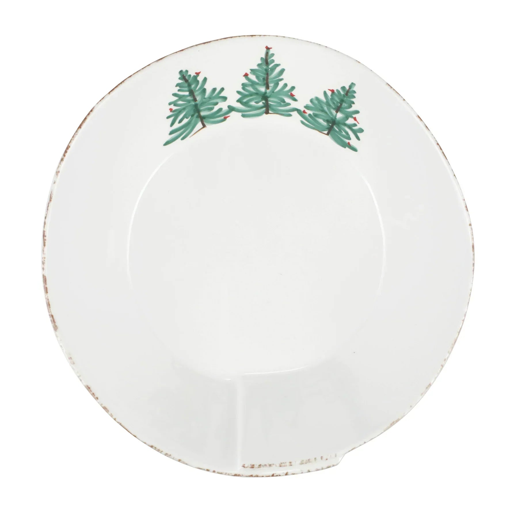  Vietri Melamine Lastra Holiday Large Shallow Serving Bowl - White/Green - Bonton