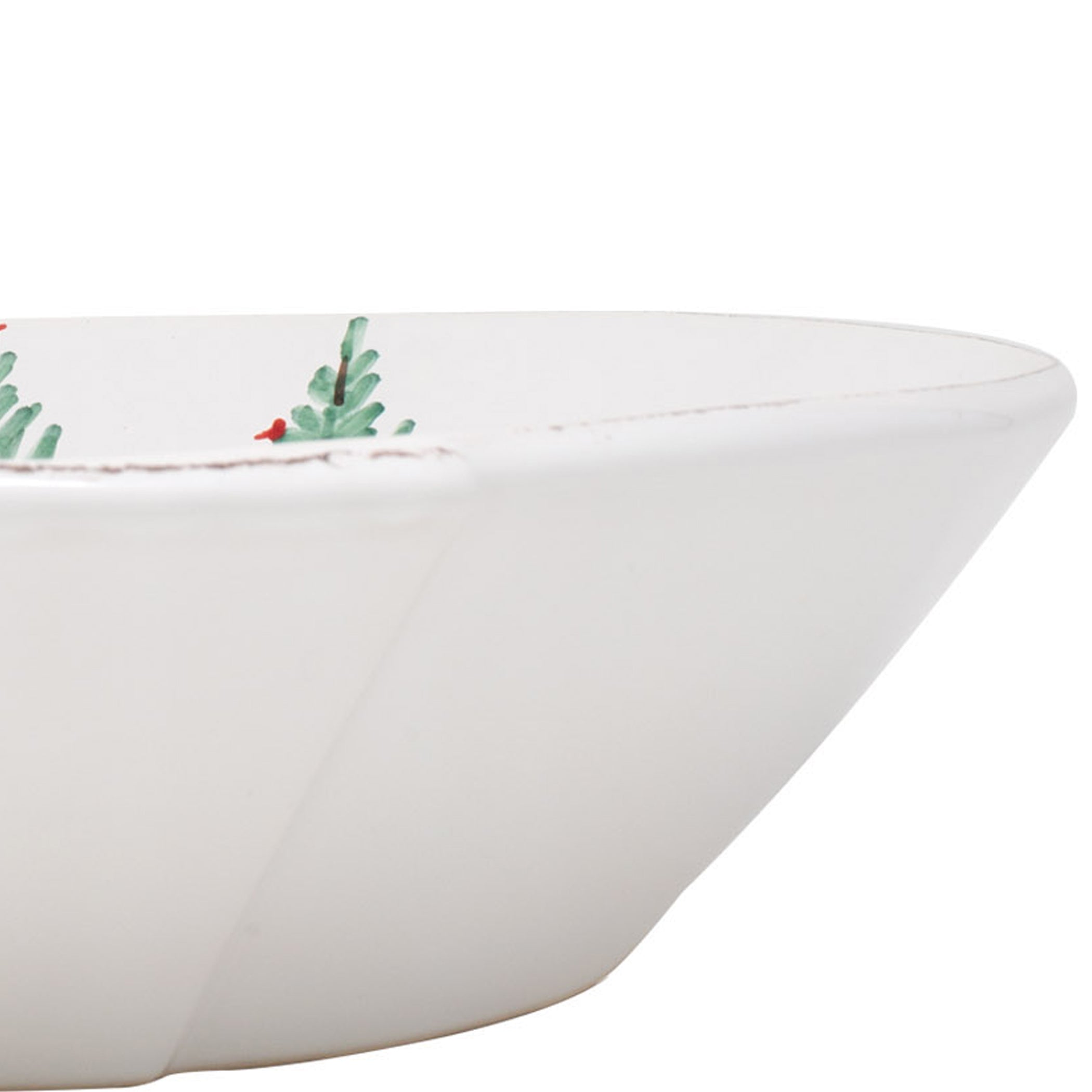  Vietri Melamine Lastra Holiday Large Shallow Serving Bowl - White/Green - Bonton