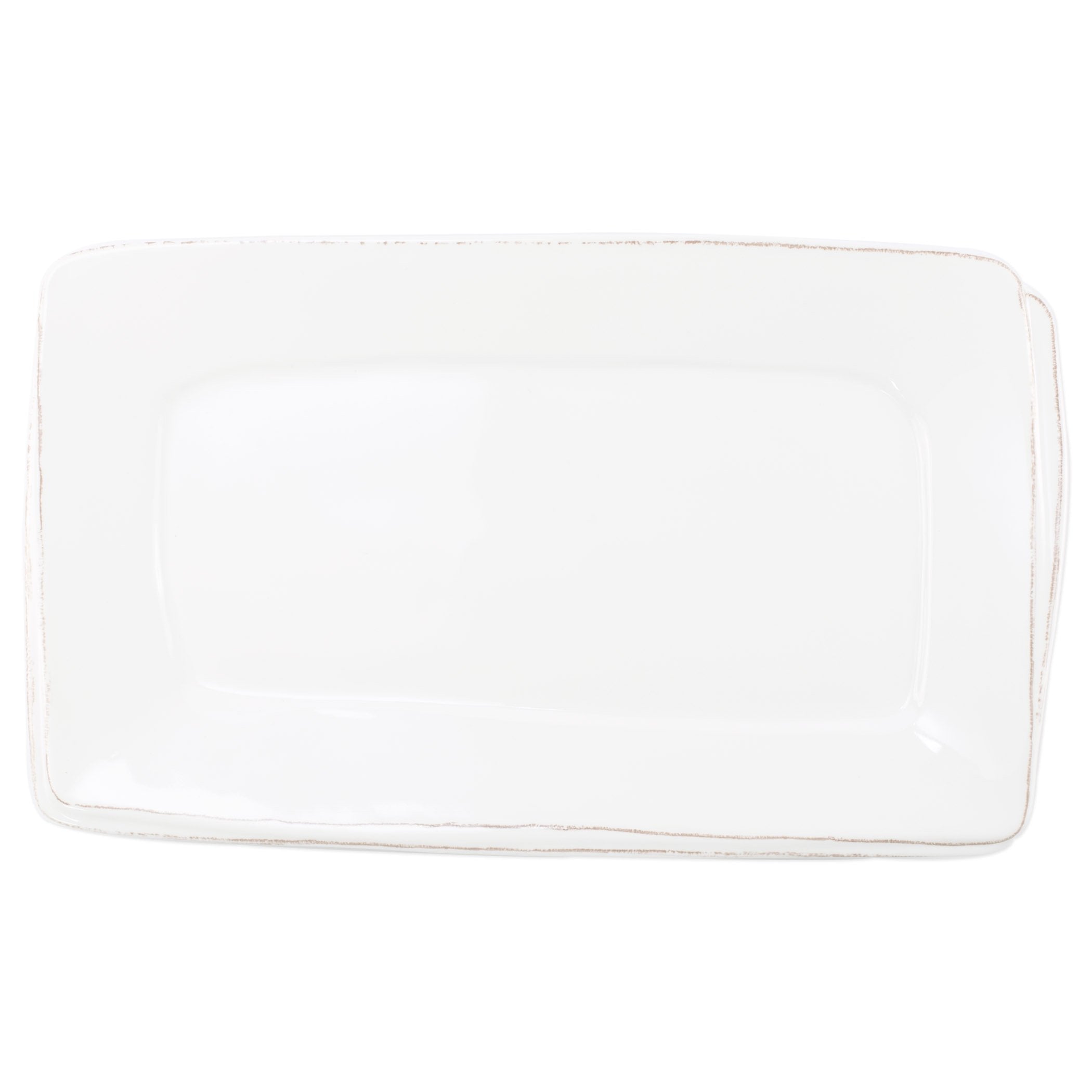  Vietri Melamine Lastra White Rectangular Platter - White - Bonton