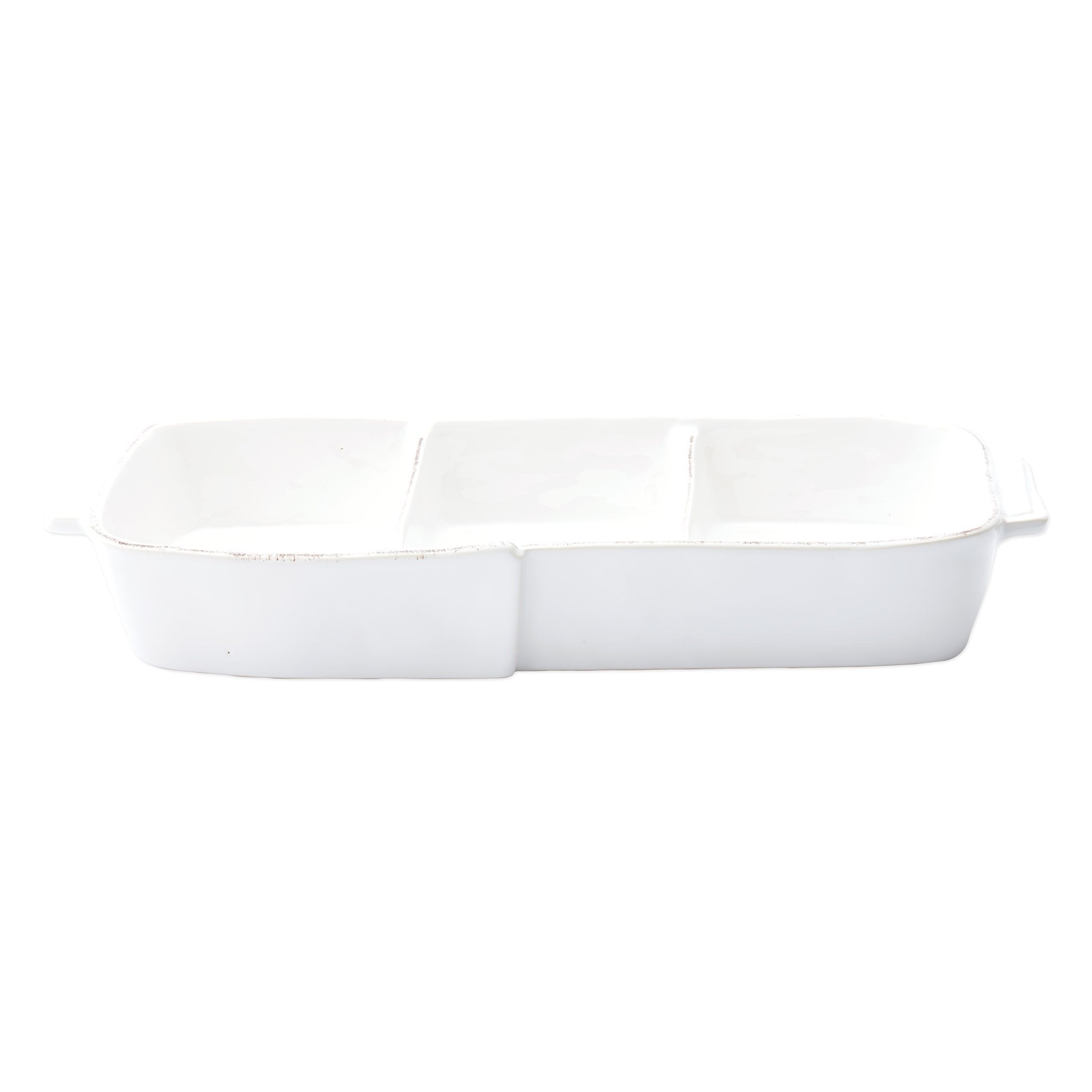  Vietri Melamine Lastra White Three-Part Server - White - Bonton