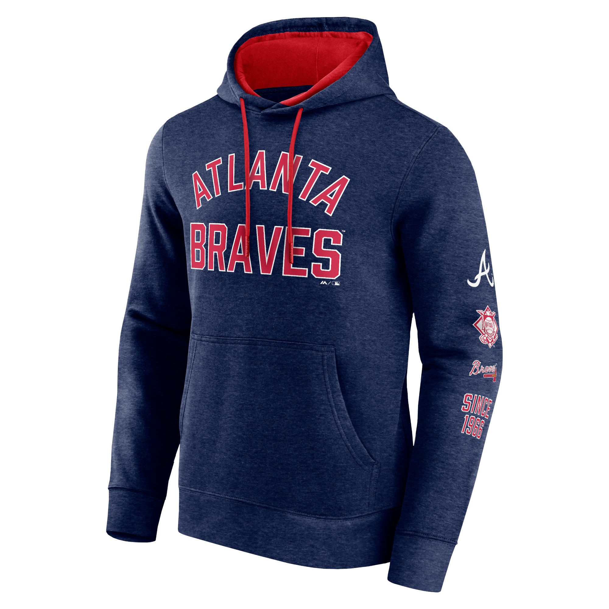  Mens Big And Tall Team Pullover Fleece Hoodie - Atlanta Braves - Navy/Red - Bonton