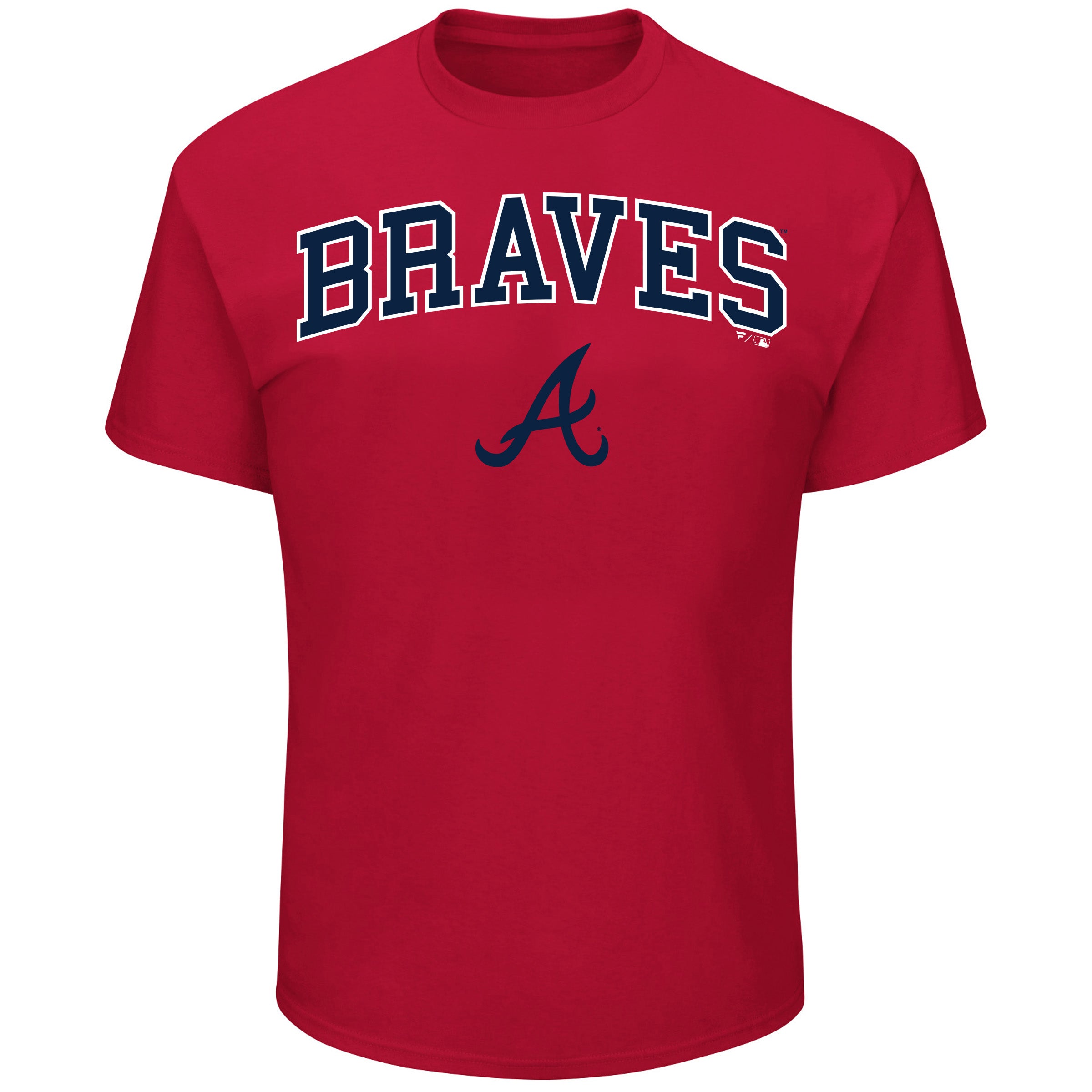  Mens Big And Tall Team Logo Short Sleeve Arch Logo Tee Shirt - Atlanta Braves - Red - Bonton