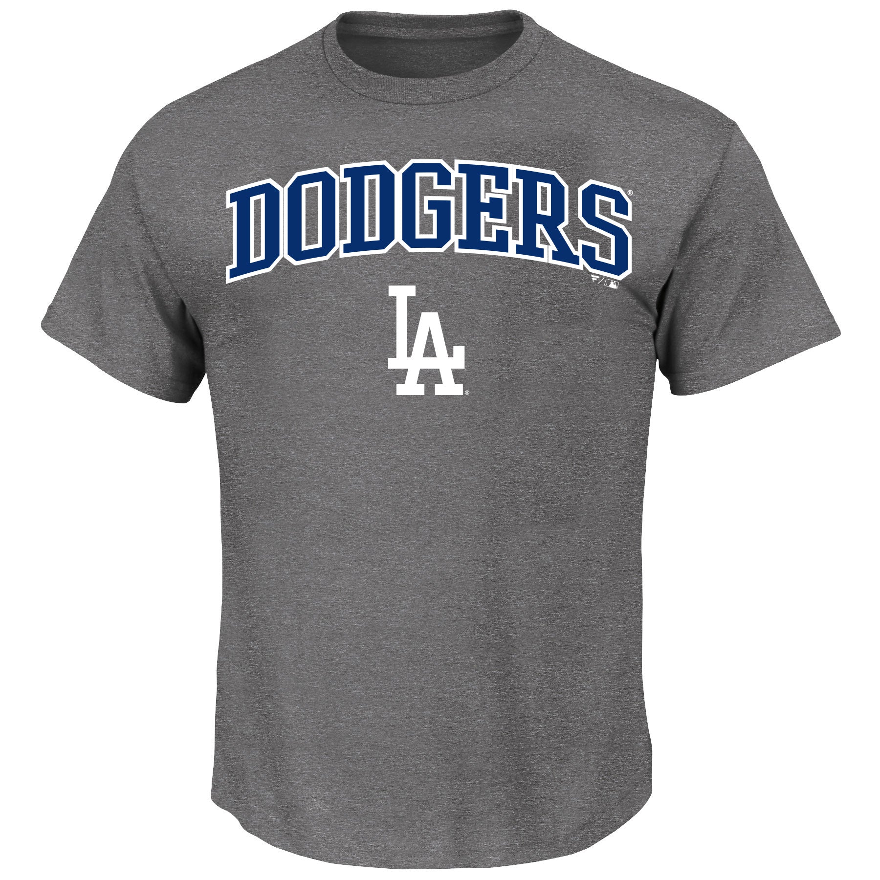  Mens Big And Tall Team Logo Short Sleeve Arch Logo Tee Shirt - Los Angeles Dodgers - Charcoal Heather - Bonton