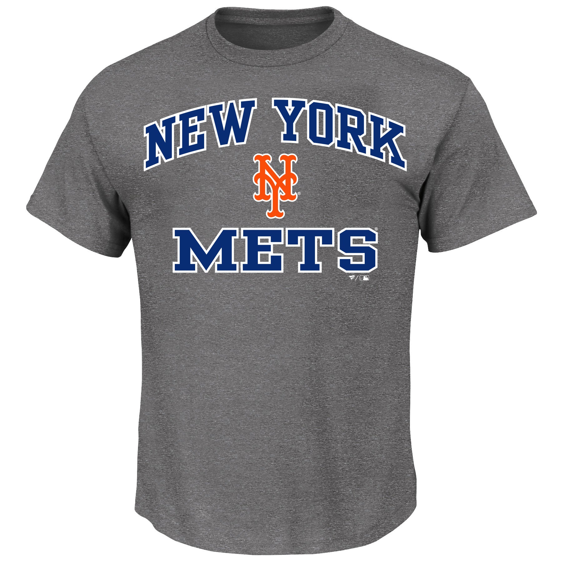  Mens Big And Tall Team Logo Short Sleeve Tee Shirt - New York Mets - Charcoal Heather - Bonton