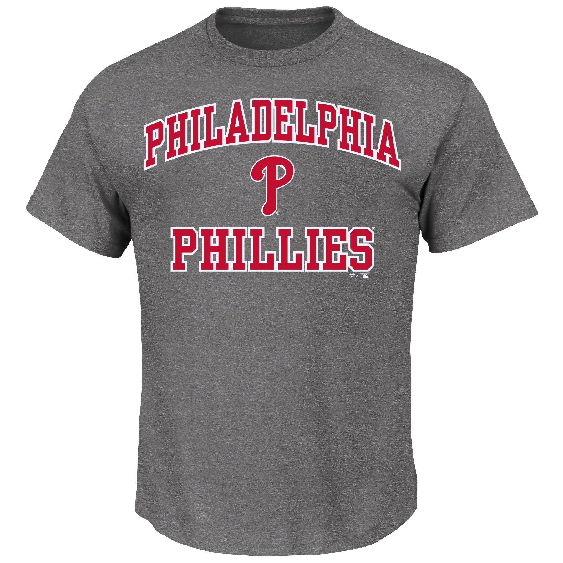  Mens Big And Tall Team Logo Short Sleeve Tee Shirt - Philadelphia Phillies - Charcoal Heather - Bonton