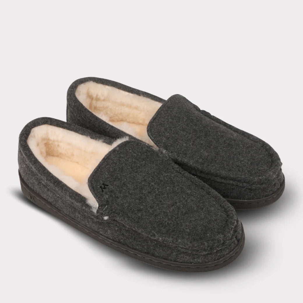 Mykos Harrison Moc Wide Men's Slip-on Moccasin - Grey Wool - Bonton