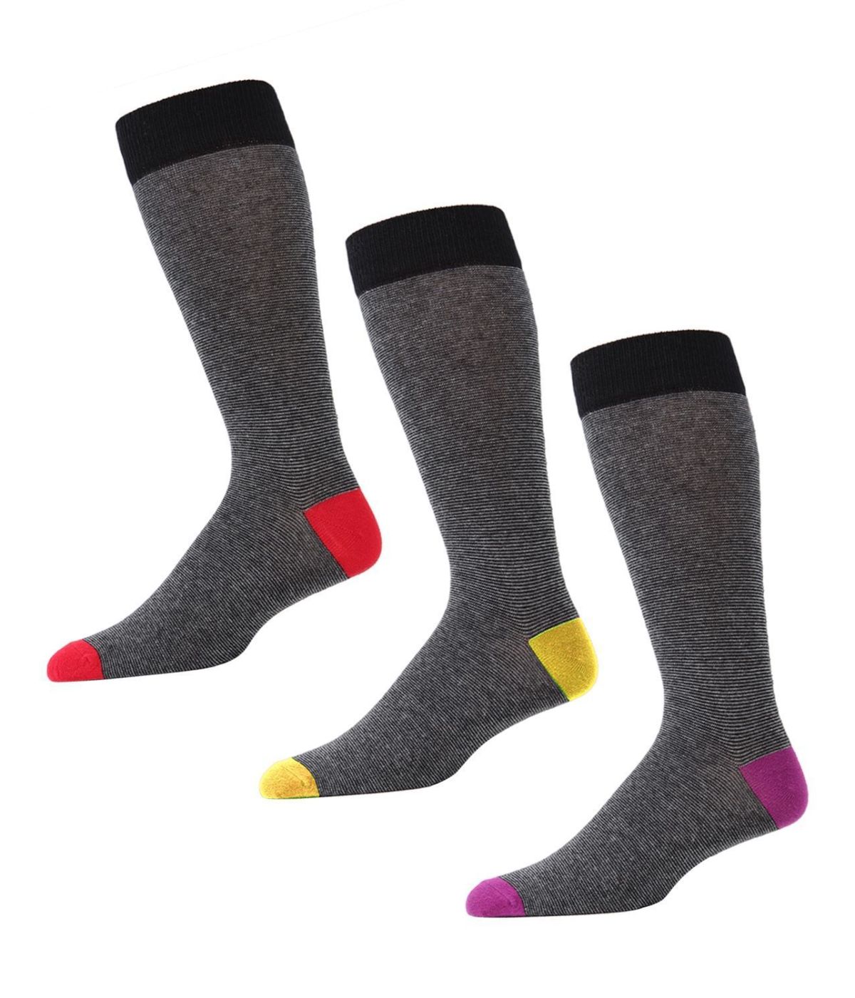 Men's Textured Tip Cotton Blend Crew Sock 3 Pack Black-Red