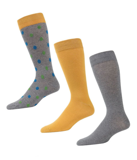 Dotted Cotton Blend Crew Sock 3 Pack Gray Heather