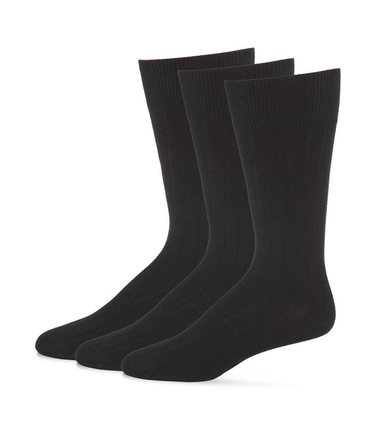 Bamboo Blend Men's Ribbed Socks 3 Pack Black