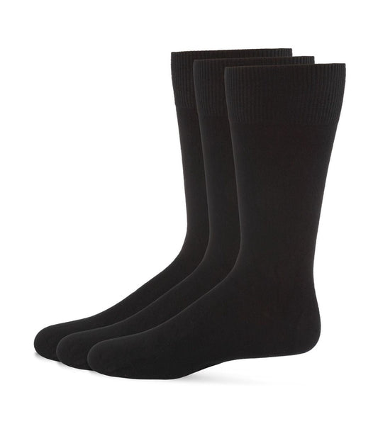 Bamboo Blend Men's Flat Knit Socks 3-Pack Black