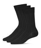 Wide Ribbed Men's Mercerized Cotton Socks 3-Pack Black