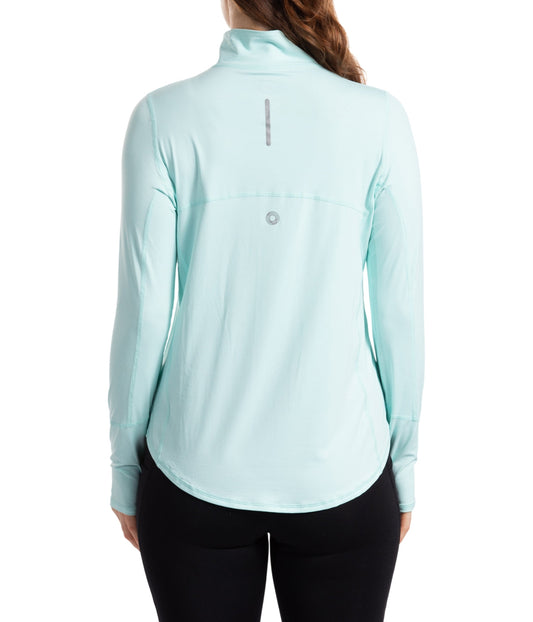 BloqUV Women's UPF 50+ Sun Protection Relaxed Mock Neck Quarter Zip Top