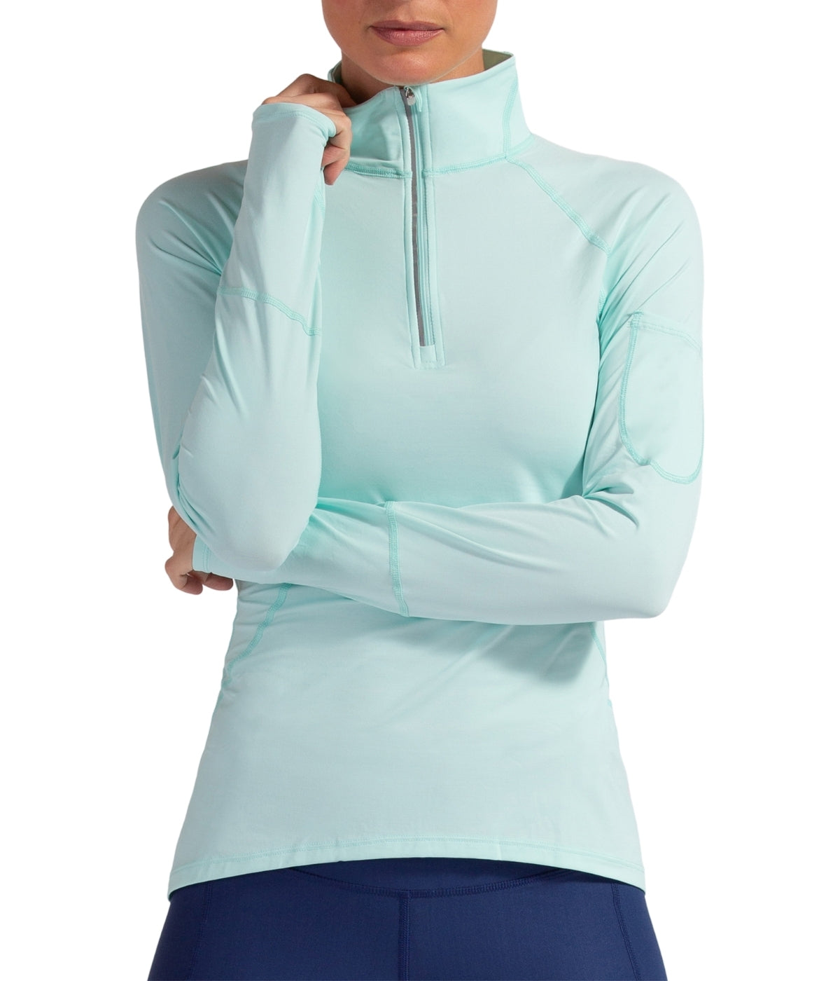  BloqUV BloqUV Women's UPF 50+ Sun Protection Mock Neck Quarter Zip Top - Mint - Bonton