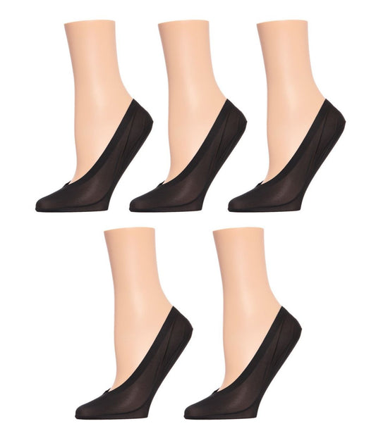 Cotton Blend Fine Edge Shoe Sock Liner 5-Pack Black