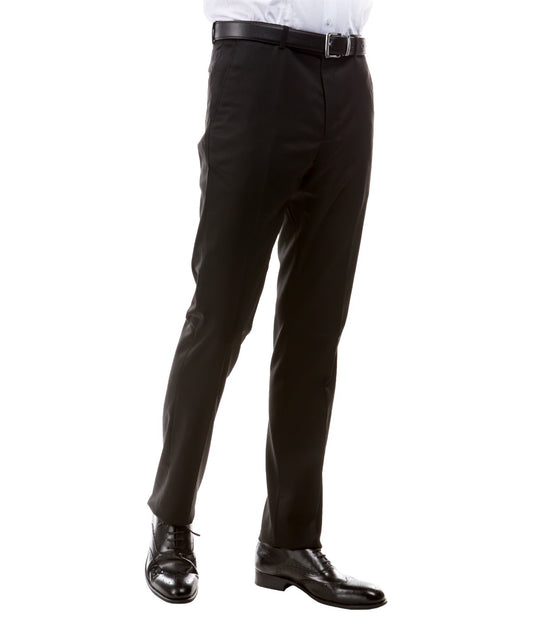 Solid Flat Front Dinner Trousers Suit Separates Dress Pants Black