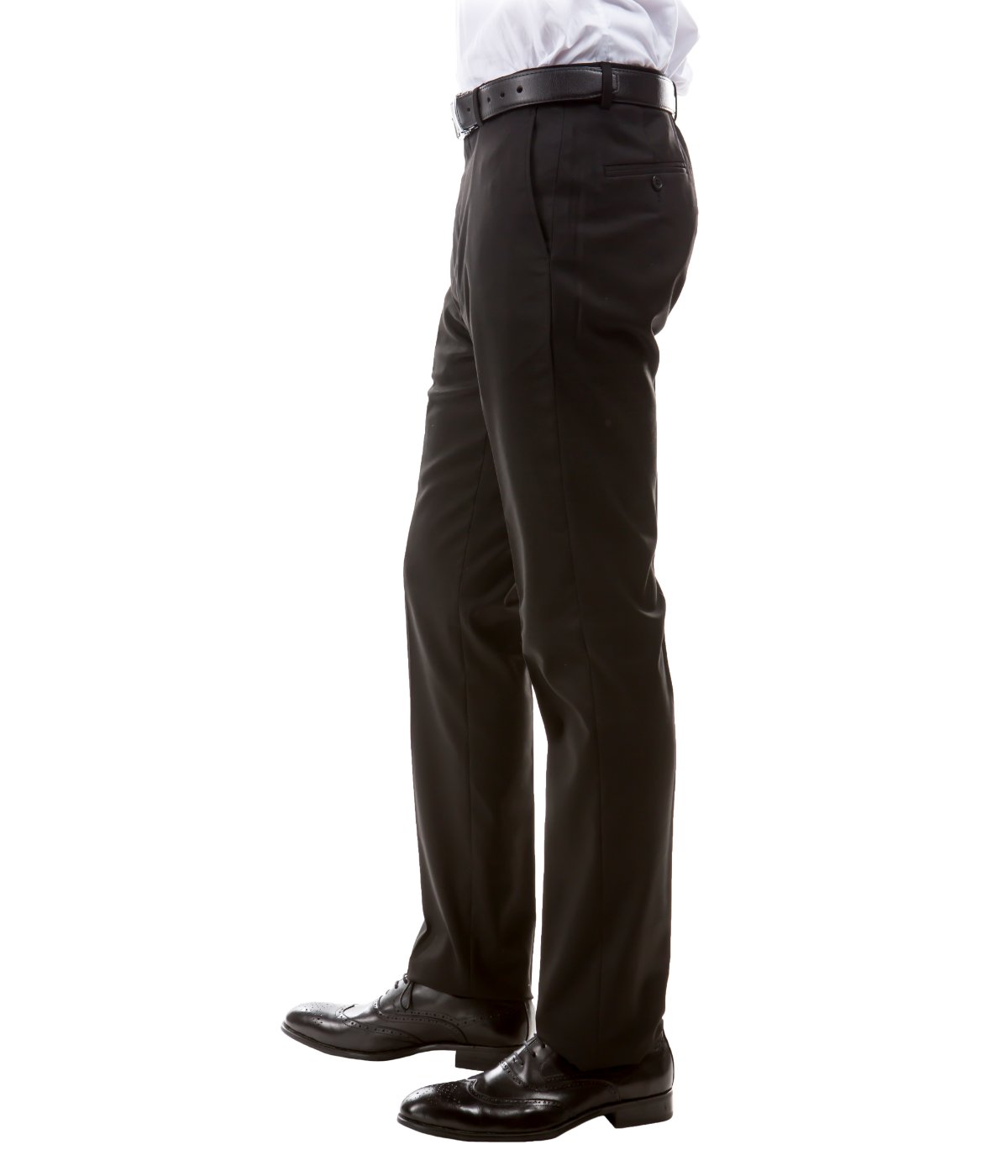  Solid Flat Front Dinner Trousers Suit Separates Dress Pants Black - Black - Bonton