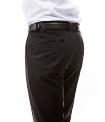 Solid Flat Front Dinner Trousers Suit Separates Dress Pants Black